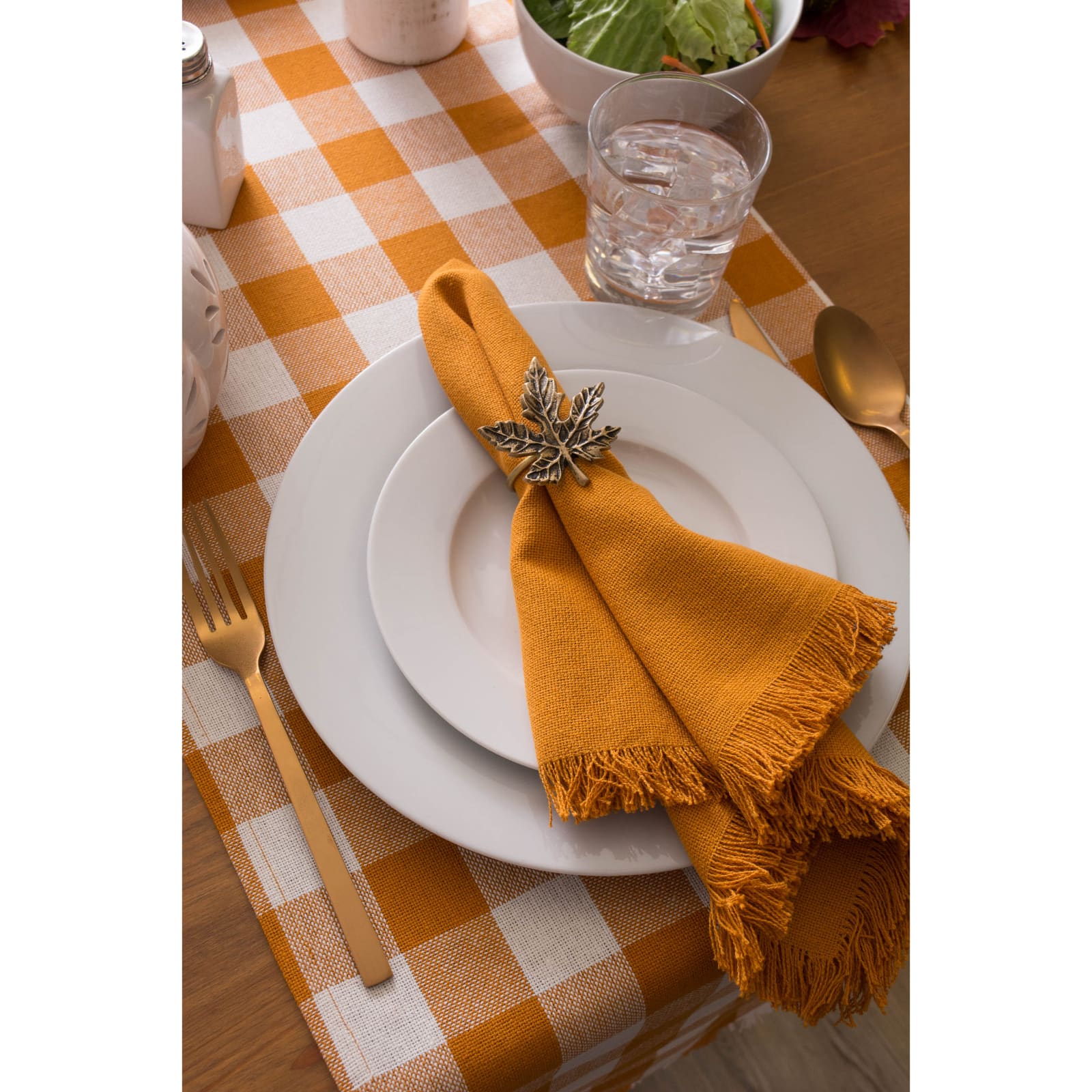 DII&#xAE; 108&#x22; Heavyweight Check Fringed Table Runner