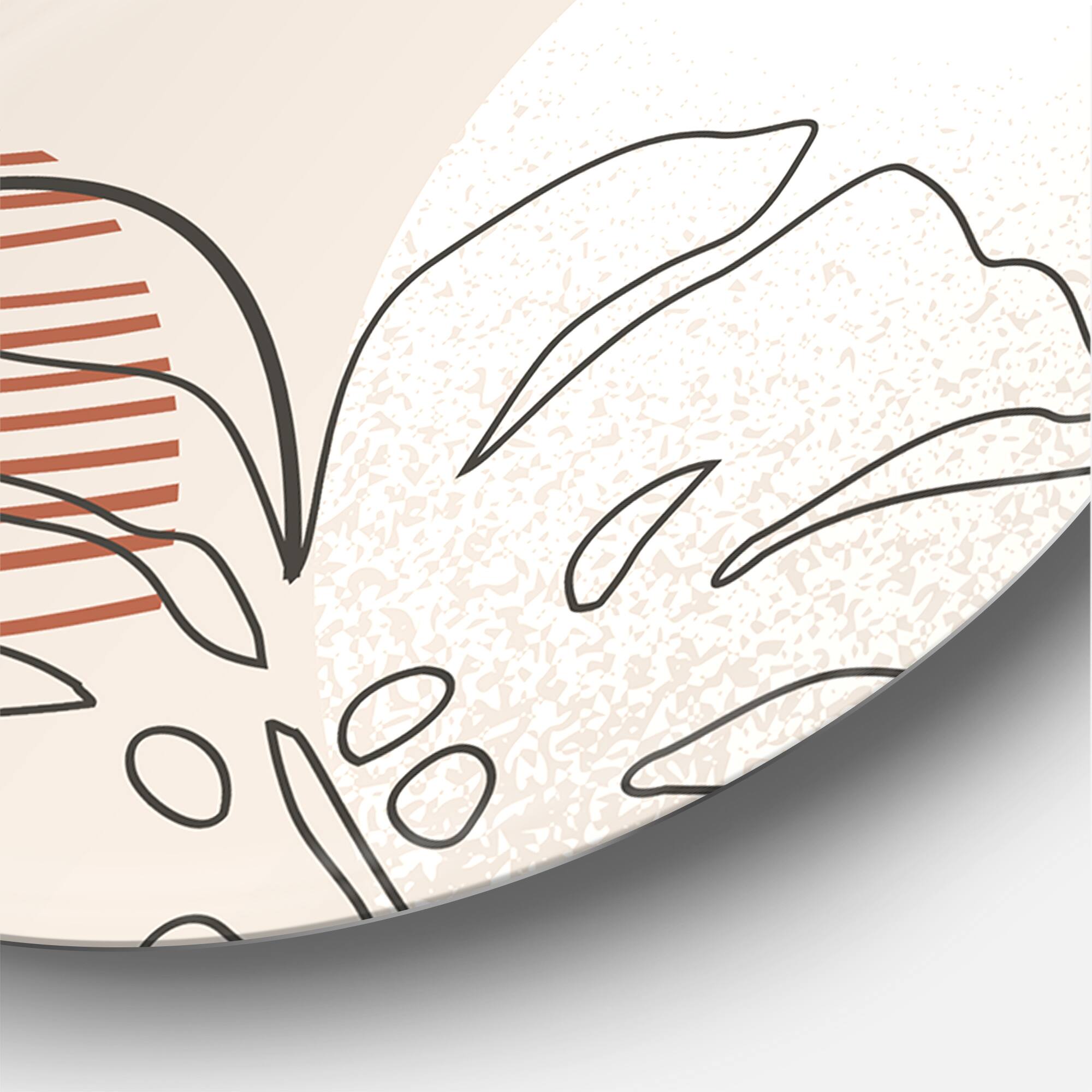 Designart - One Line Art Shapes & Abstract Monstera Leaf