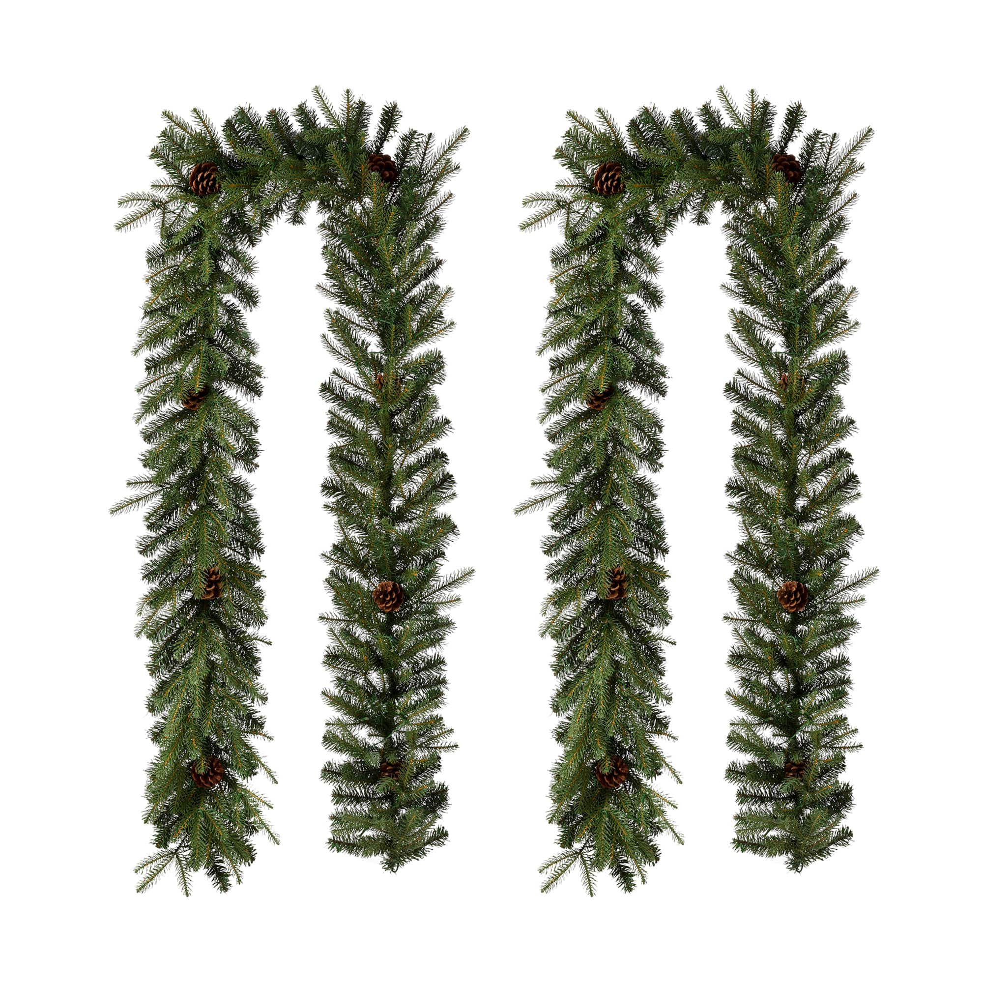 Glitzhome&#xAE; 9ft. Pre-Lit Pinecone Christmas Garland with Timer, 2ct.