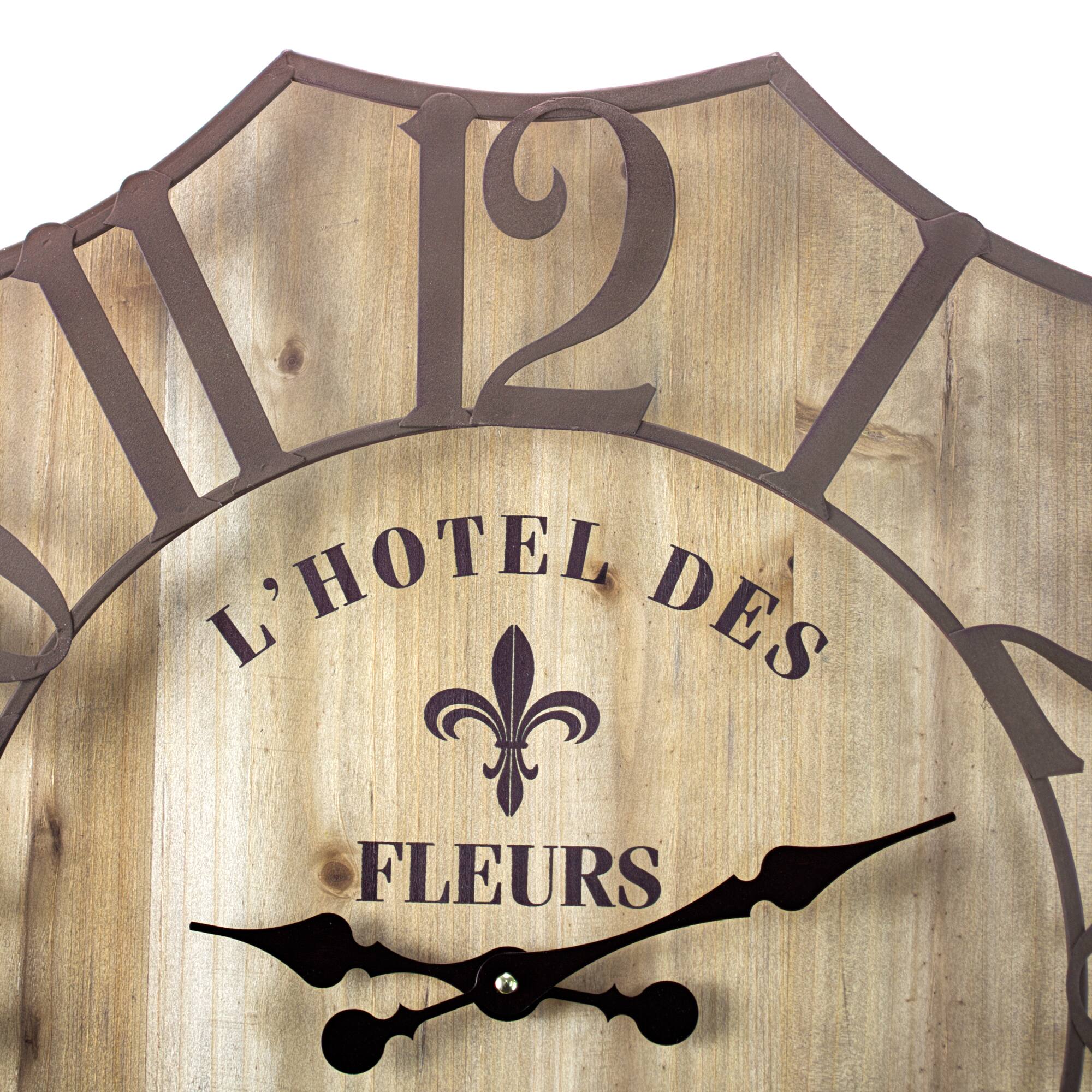 L&#x27;Hotel Des Fleurs 1967 Oversized Vintage Wall Clock 31&#x22;