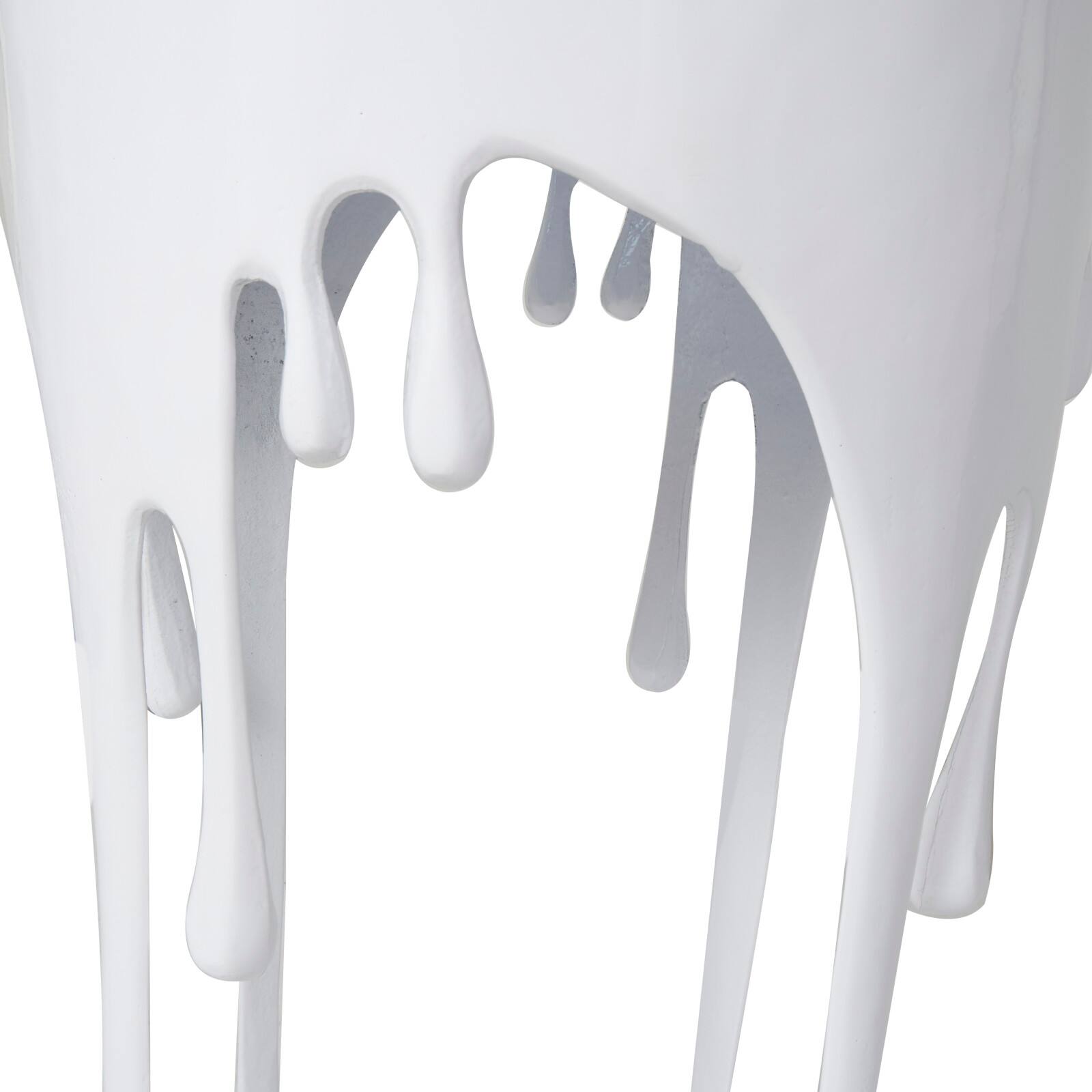 White Aluminum Drip Accent Table with Melting Designed Body