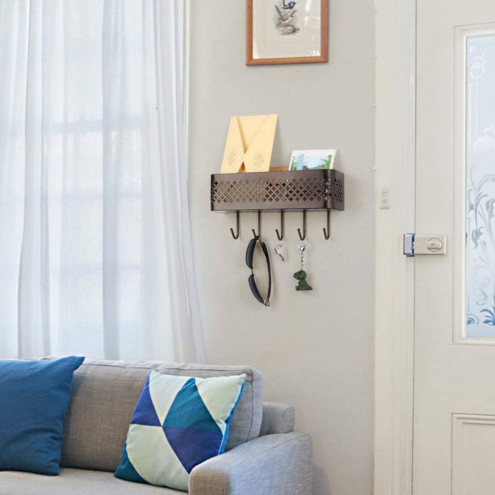 NEX™ Brown Wall Mount Metal Letter Holders Basket