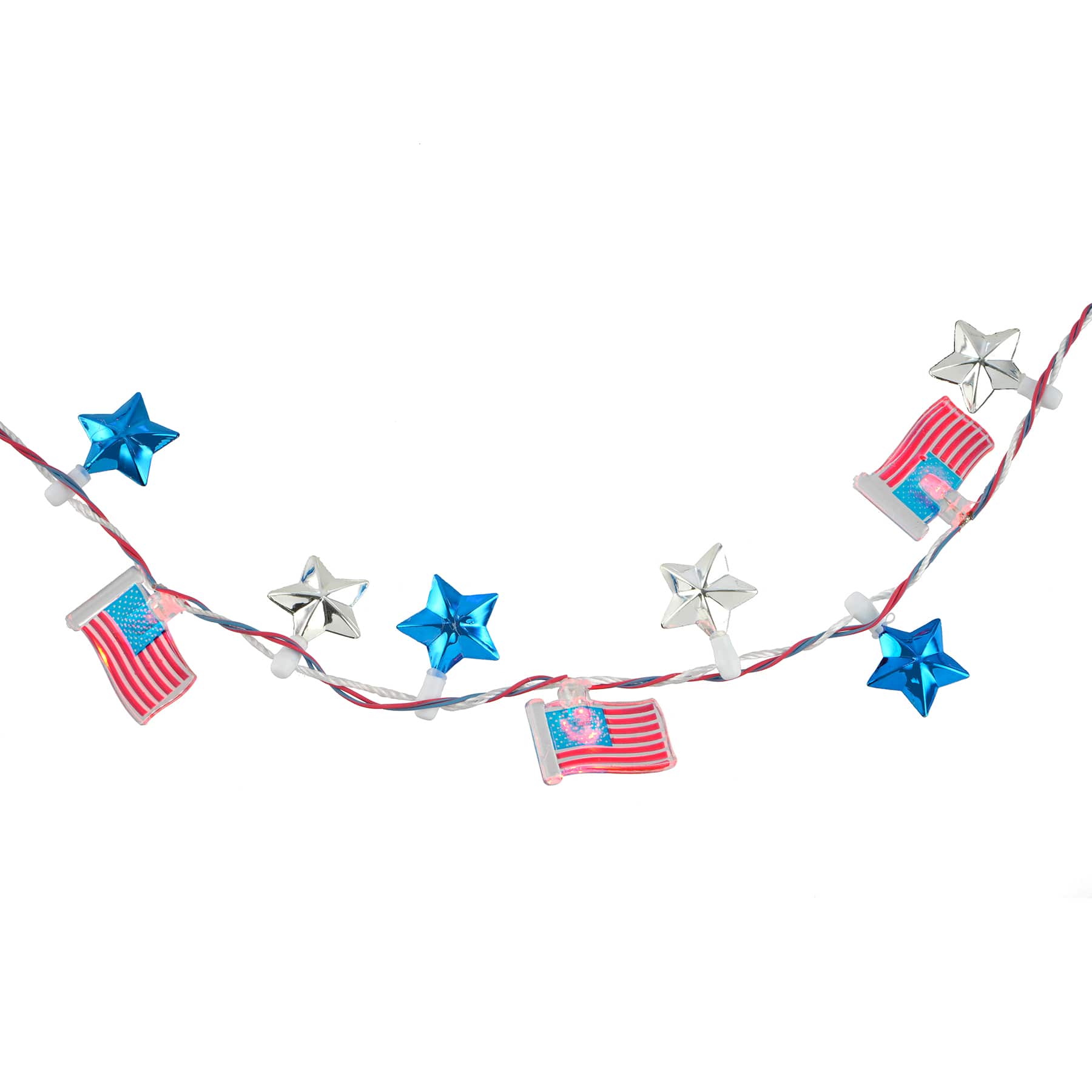 Red, White &#x26; Blue Light-Up Flag Necklace by Celebrate It&#x2122;