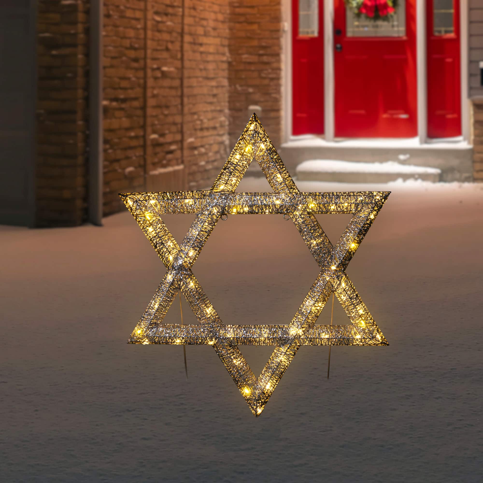 LED Lighted Sequined Star of David Hanukkah Outdoor Decoration - 36&#x22;