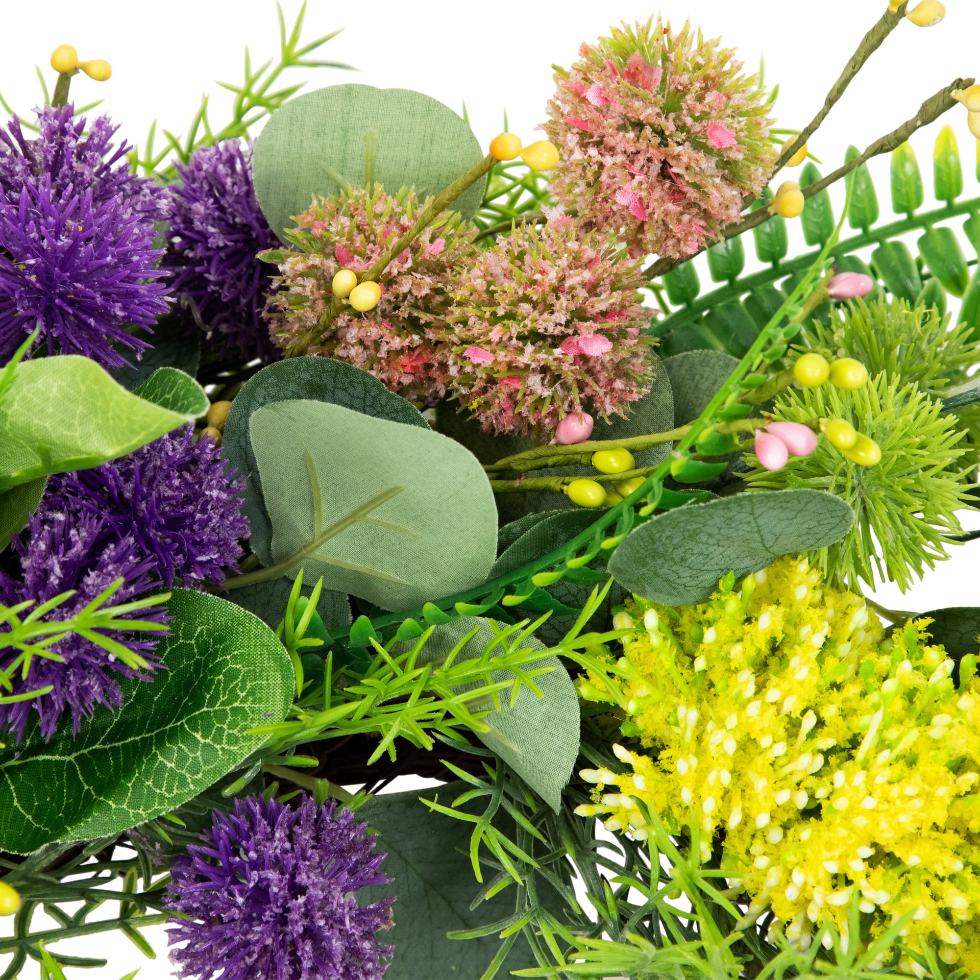 22&#x22; Mixed Foliage &#x26; Thistle Spring Wreath