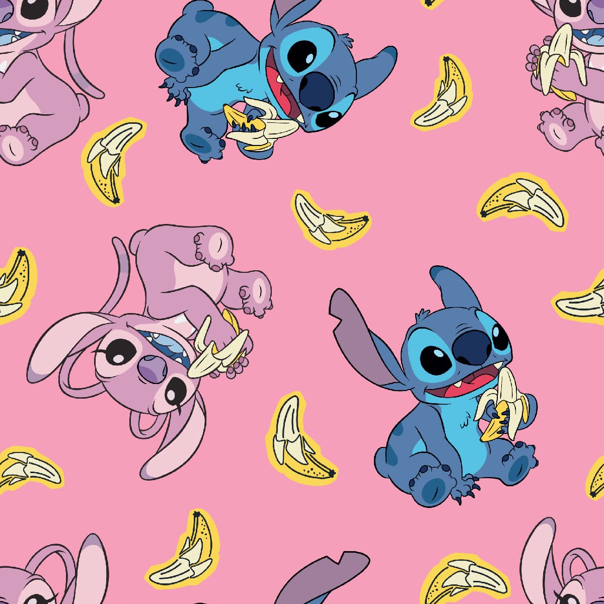 Disney&#xAE; Stitch &#x26; Angel Pink Banana Cotton Fabric
