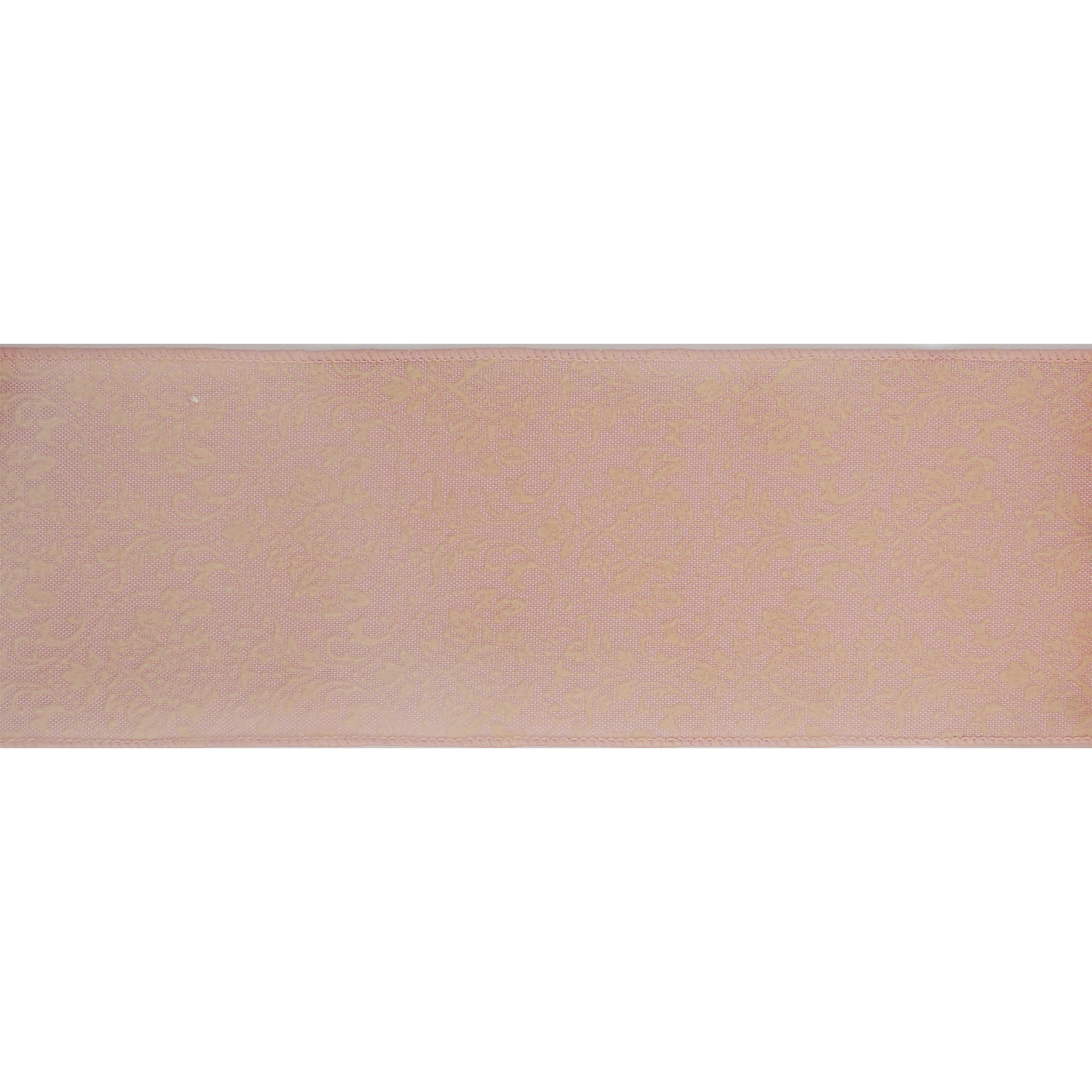 4&#x22; x 4yd. Pink Damask Wired Faux Linen Ribbon by Celebrate It&#xAE; Blush Romance