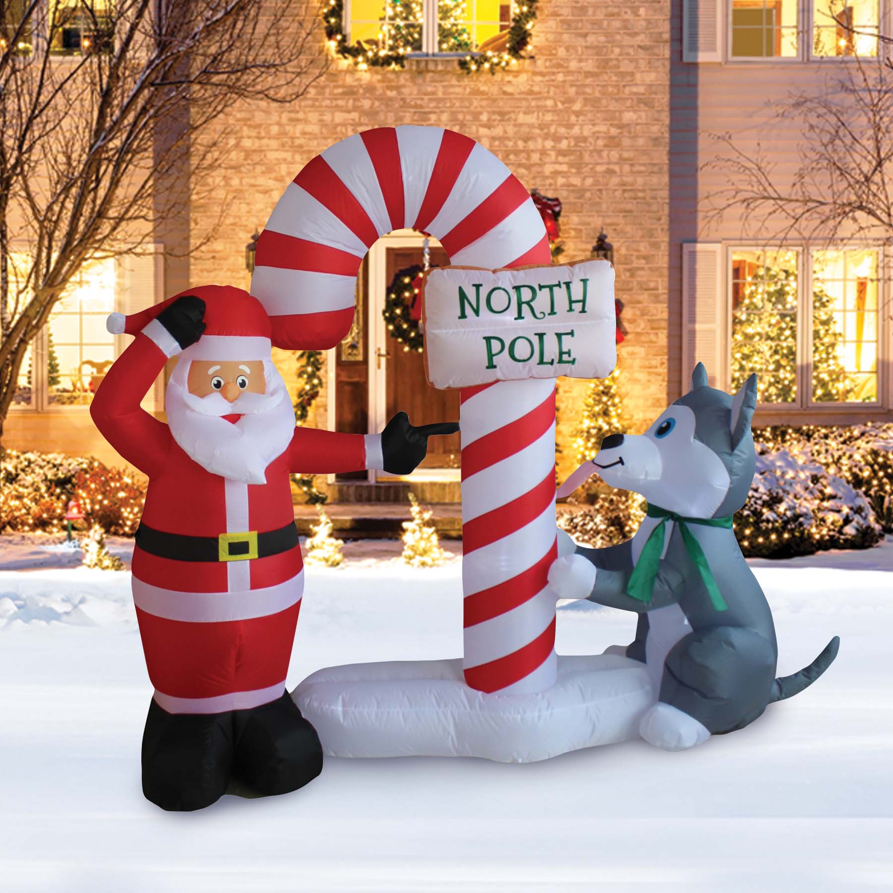 7.5ft. Inflatable Animated Puppy and Snowman