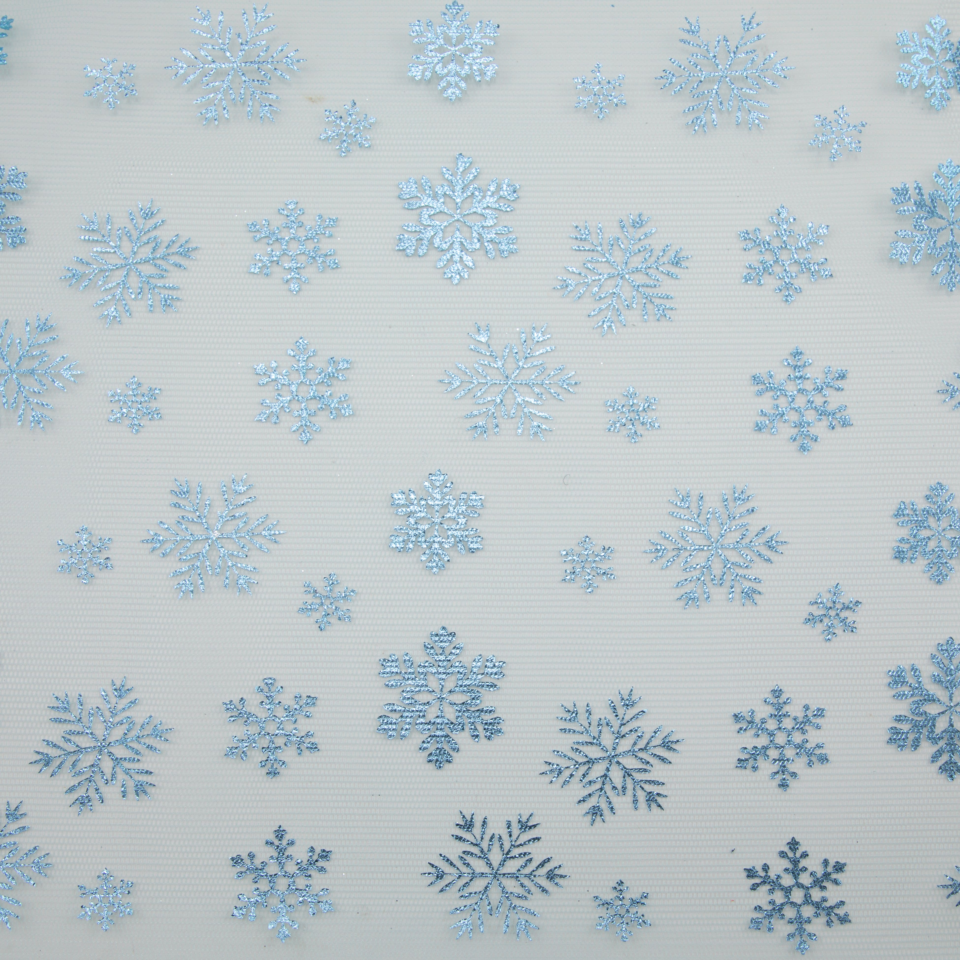 Blue Snowflakes on Blue Mesh