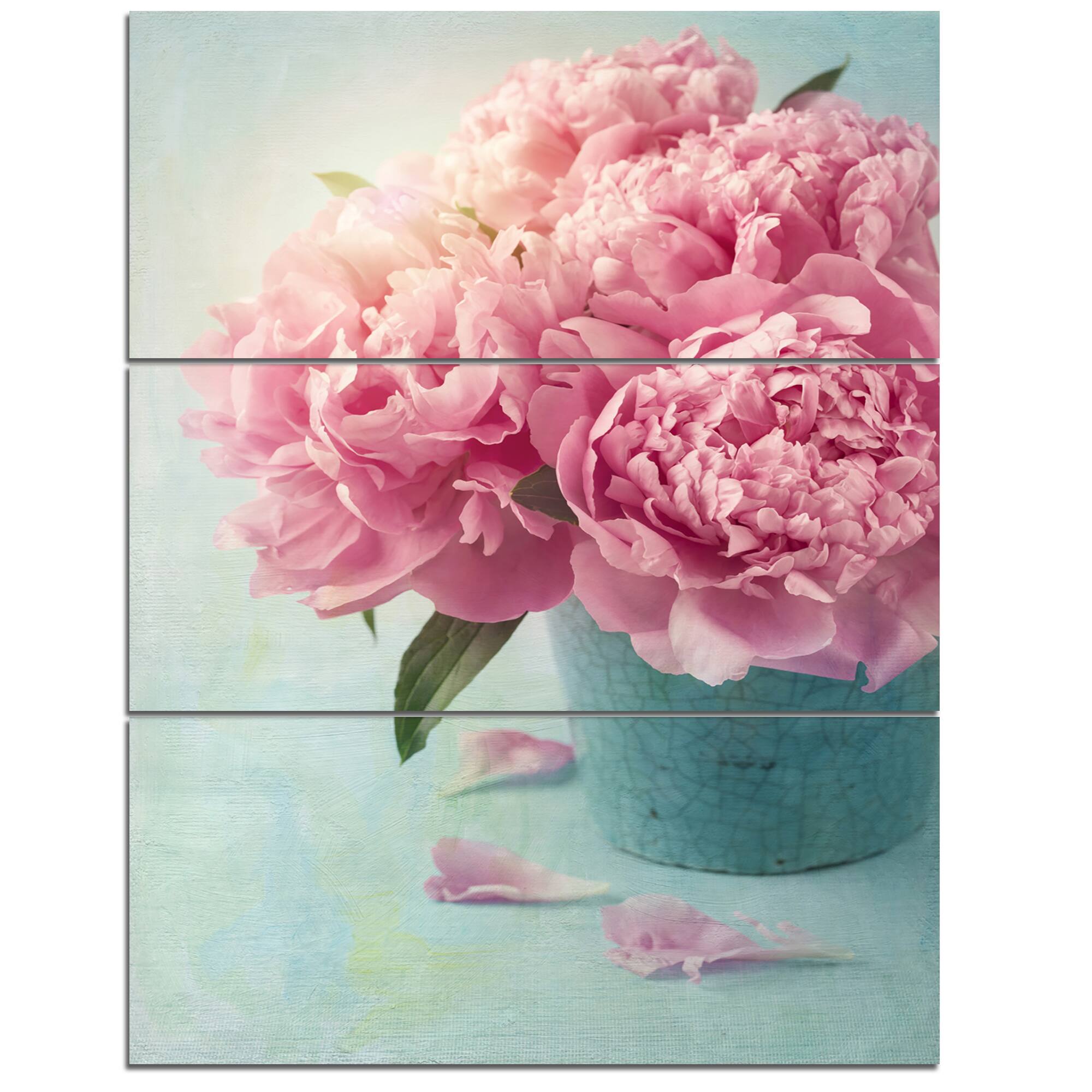 Designart - Pink Peony Flowers in Vase - Large Floral Wall Art Canvas