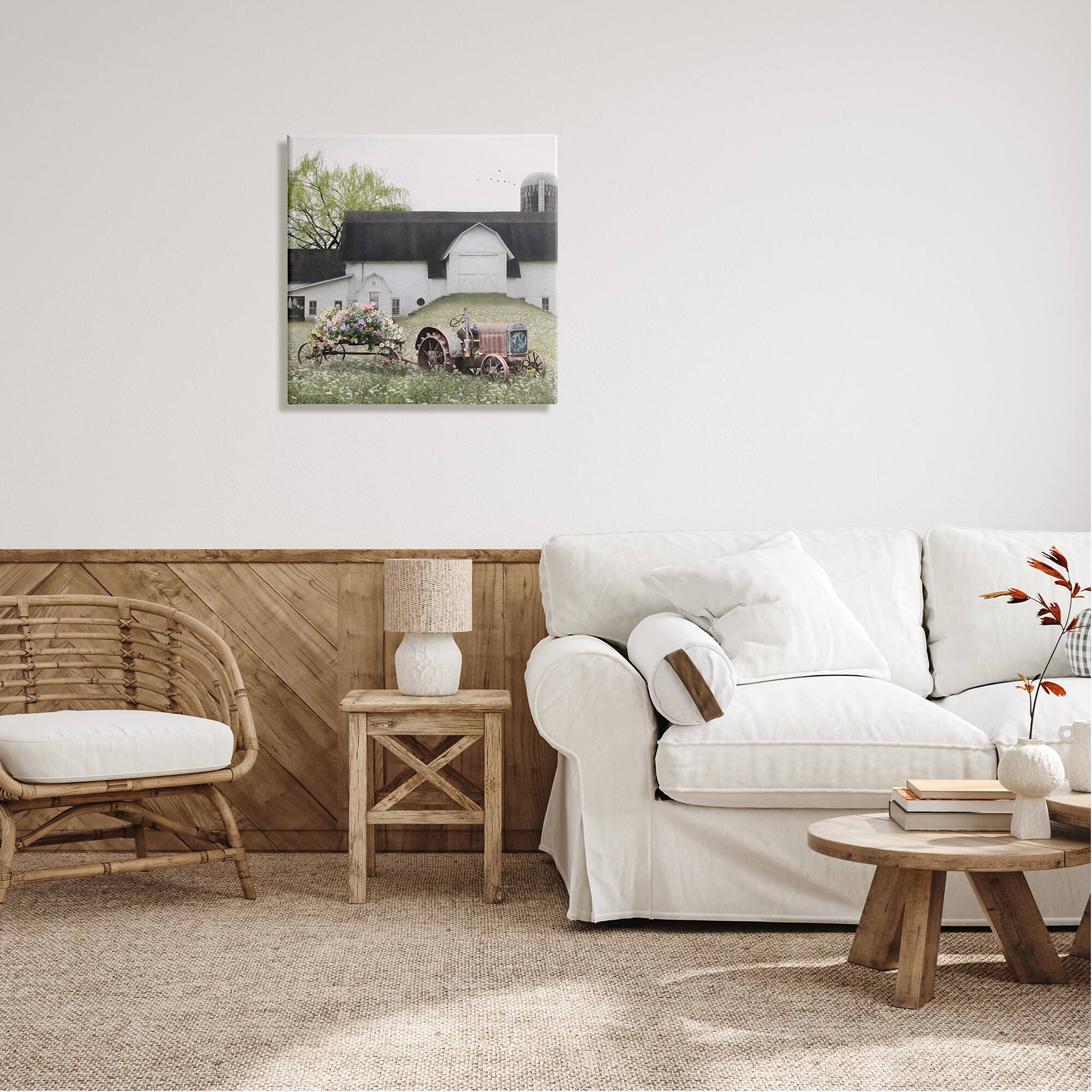 Stupell Industries Floral Tractor and Flower Field Barn Canvas Wall Art