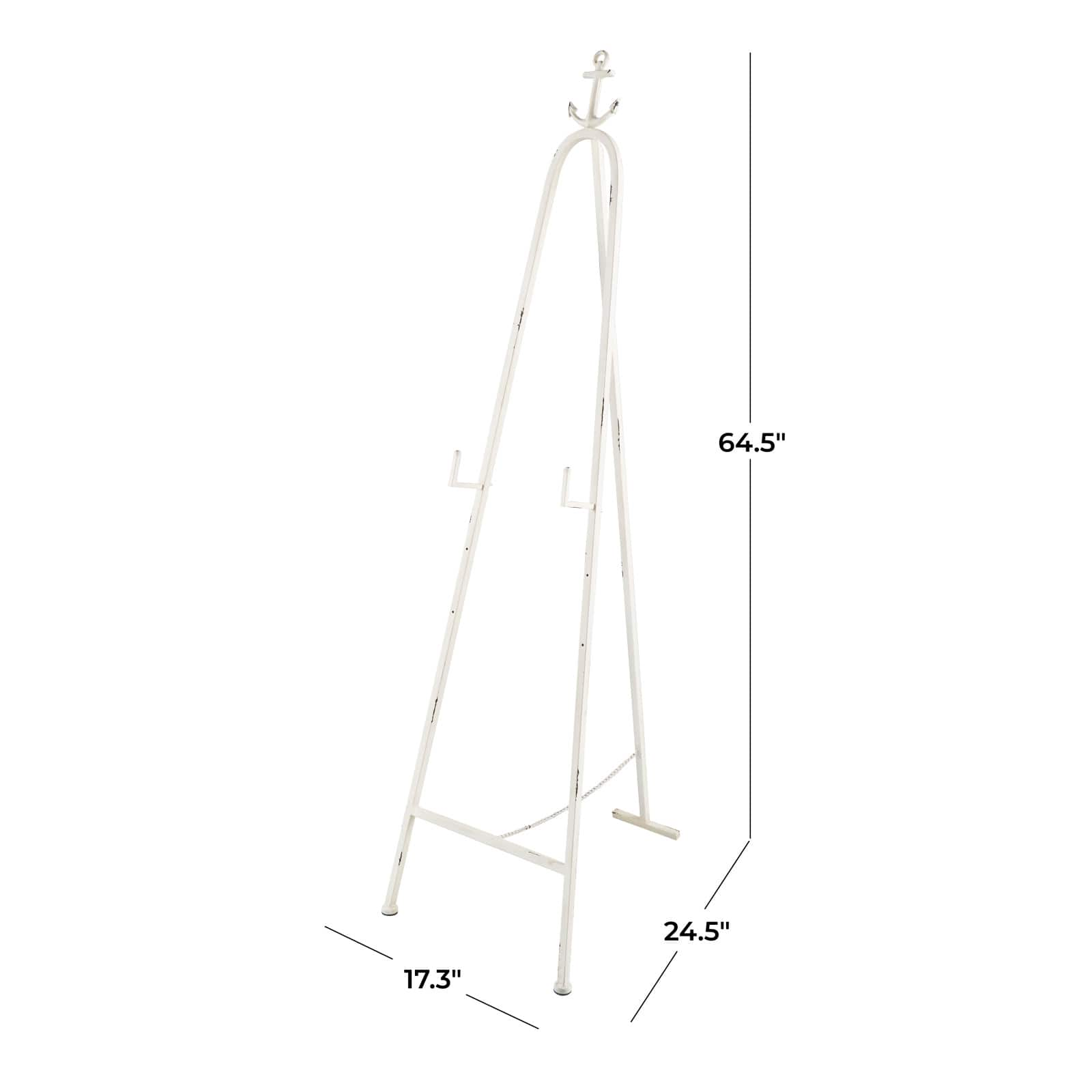 65&#x22; White Metal Anchor Tall Adjustable 3-Tier Easel