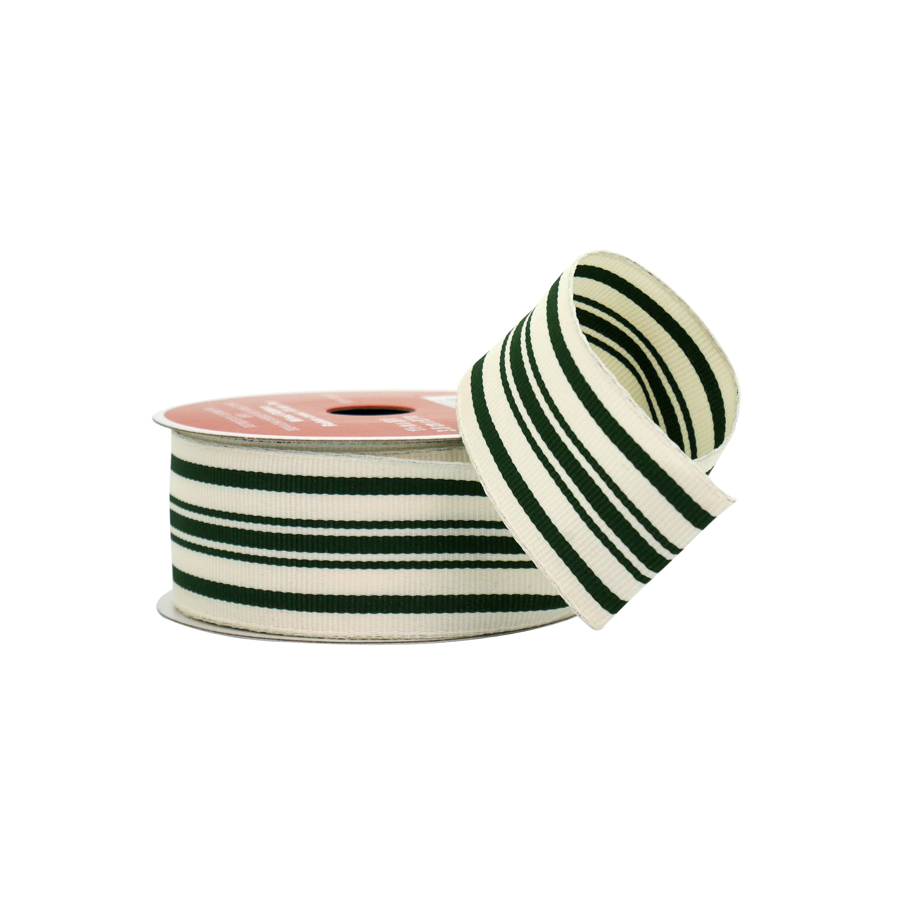 1.5&#x22; x 30ft. Green Ticking Ribbon by Celebrate I
