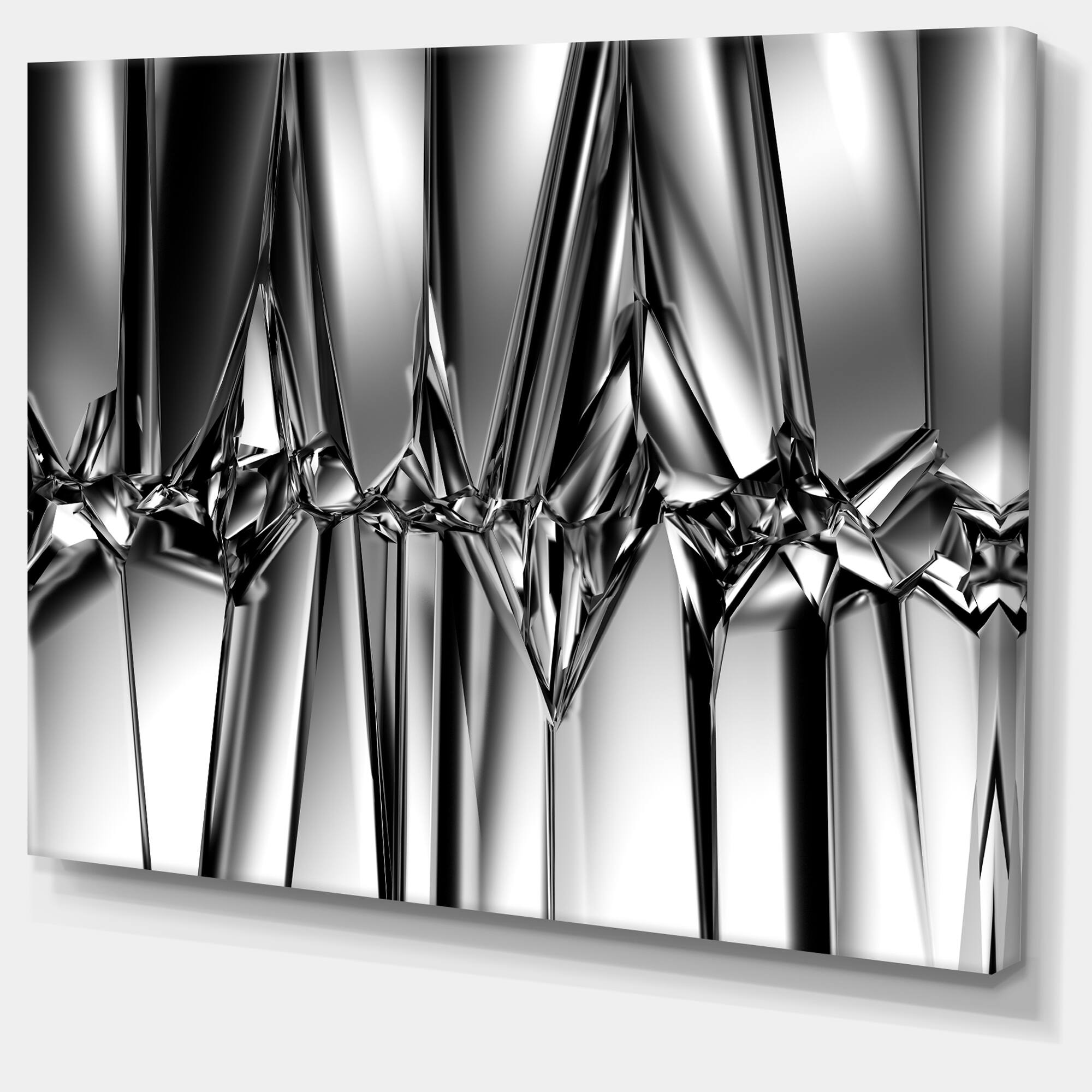 Designart - Black White Crystal Background - Abstract Canvas Art Print