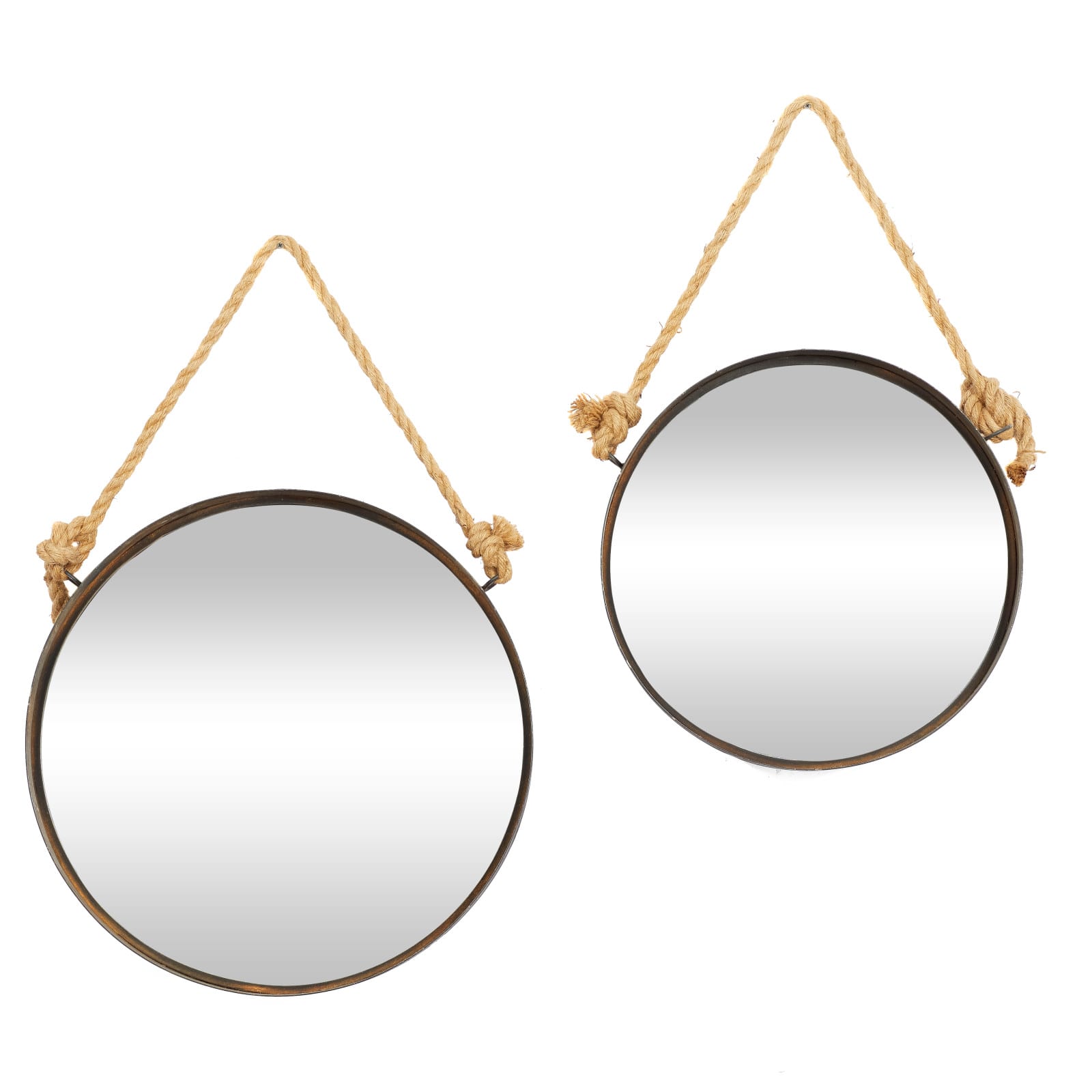 Brown Metal Industrial Hanging Wall Mirrors, 2ct.