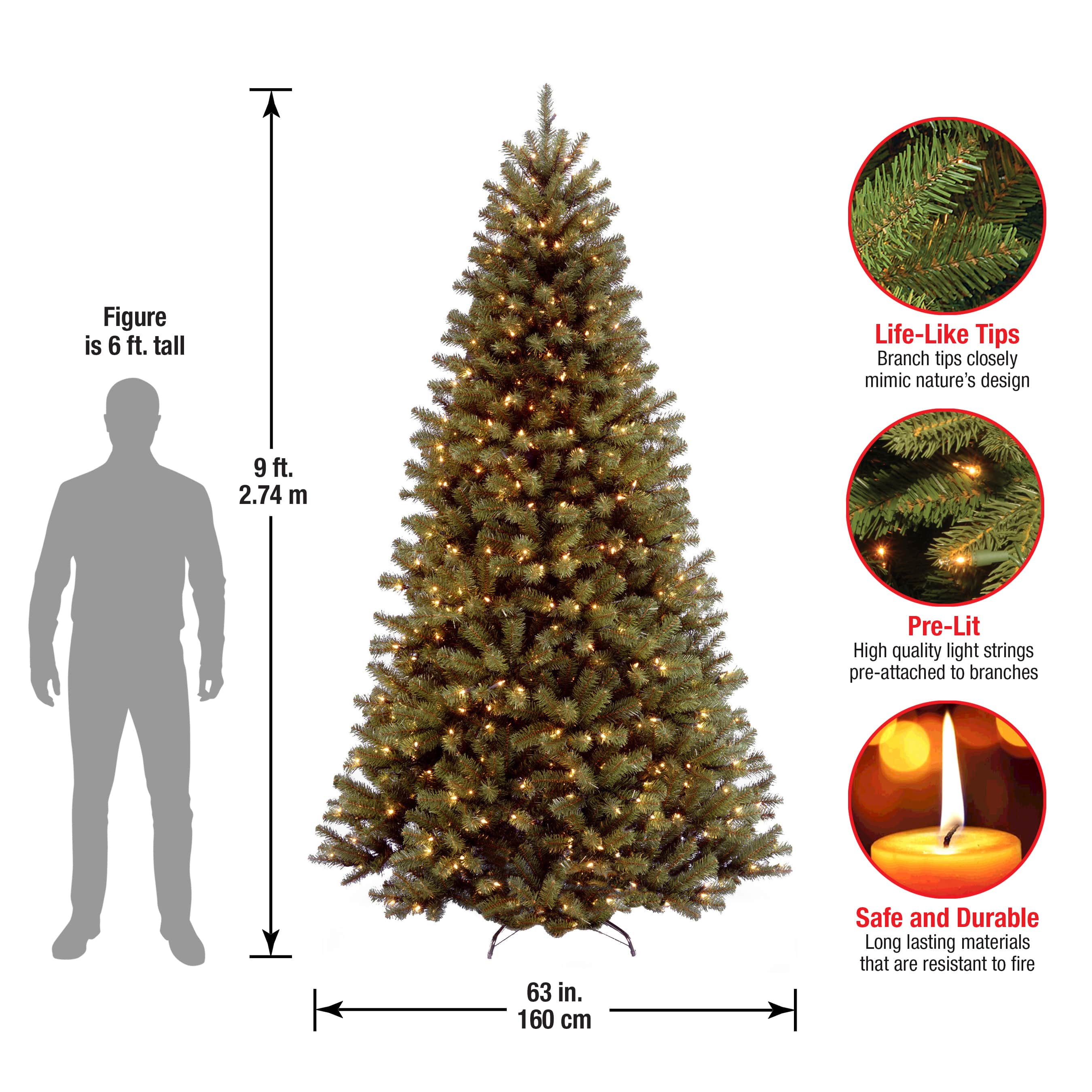 9ft. Pre-Lit PowerConnect&#x2122; North Valley Spruce Artificial Christmas Tree, Light Parade&#xAE; LED Lights