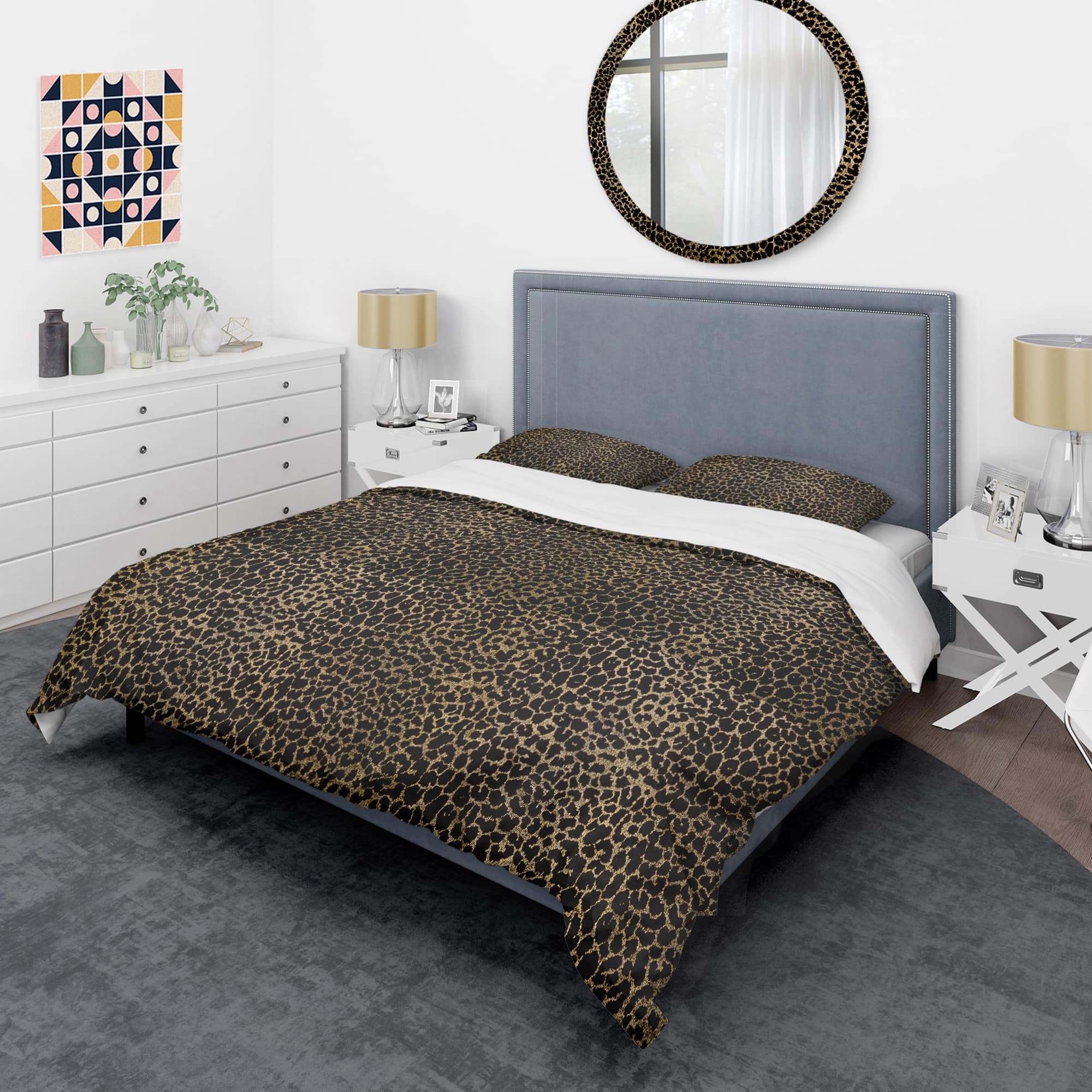 Designart &#x27;Leopard Fur Safari V&#x27; Mid-Century Duvet Cover Set
