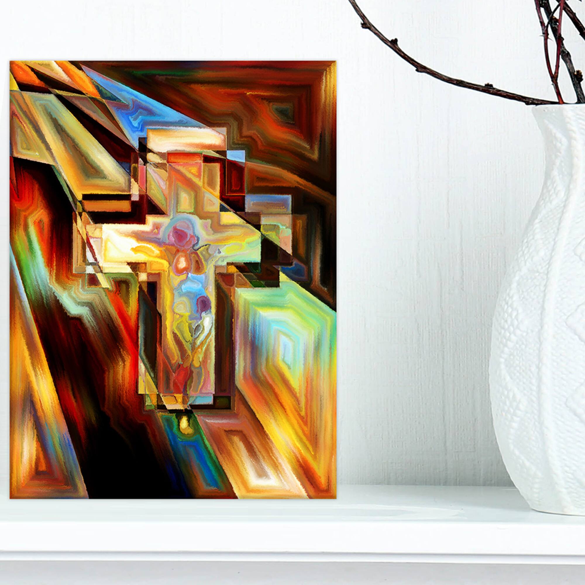 Designart - Light of the Cross - Abstract Canvas Artwork