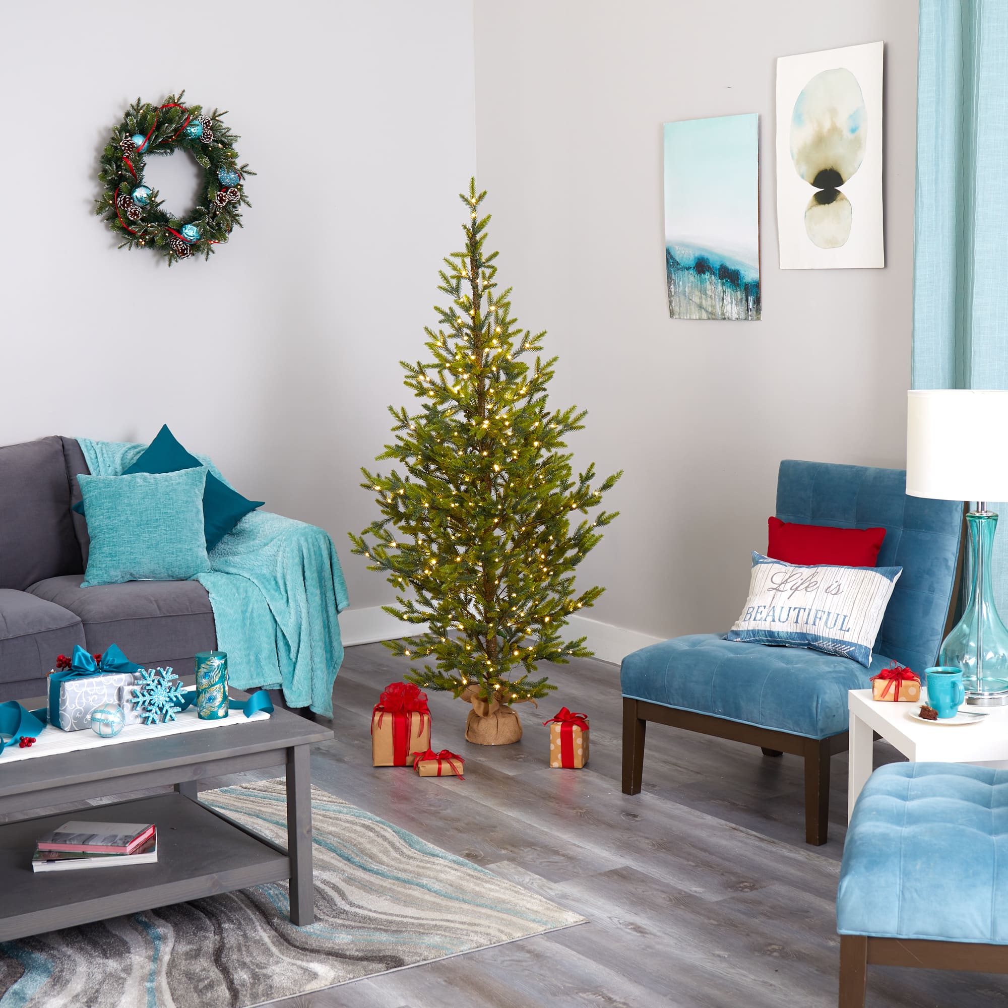 6ft. Pre-Lit Fraser Fir Artificial Christmas Tree, Clear LED Lights