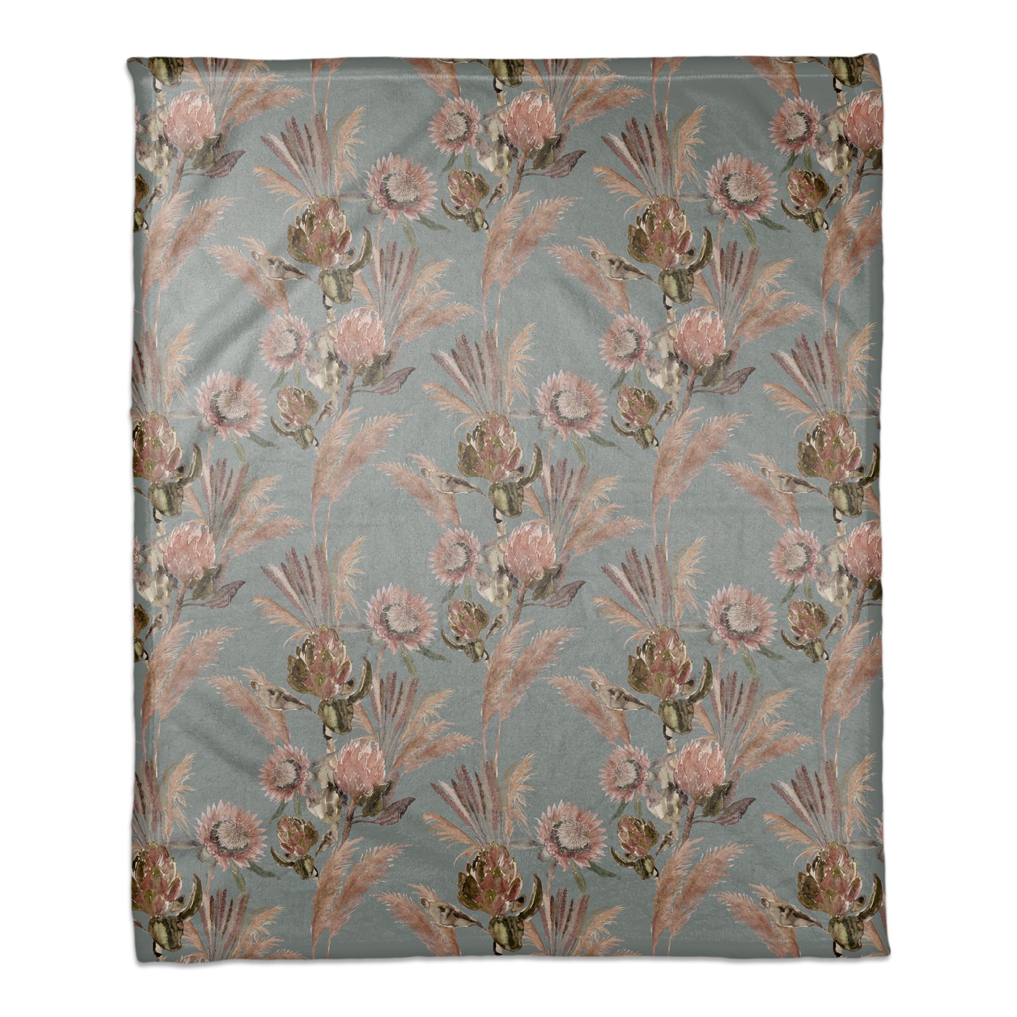 Protea Blooms Coral Fleece Blanket