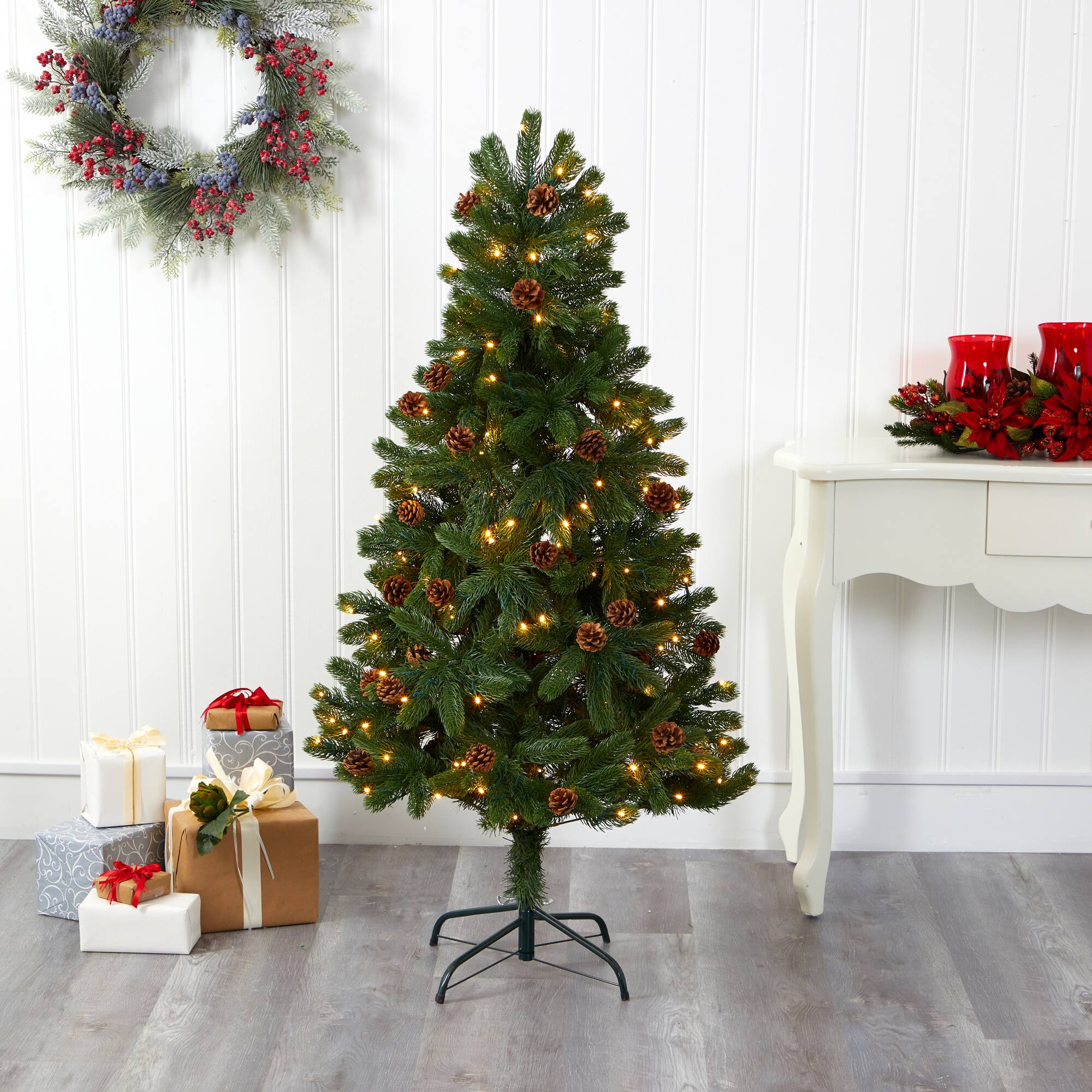 5ft. Pre-Lit Rocky Mountain Spruce Artificial Christmas Tree, Clear LED Lights