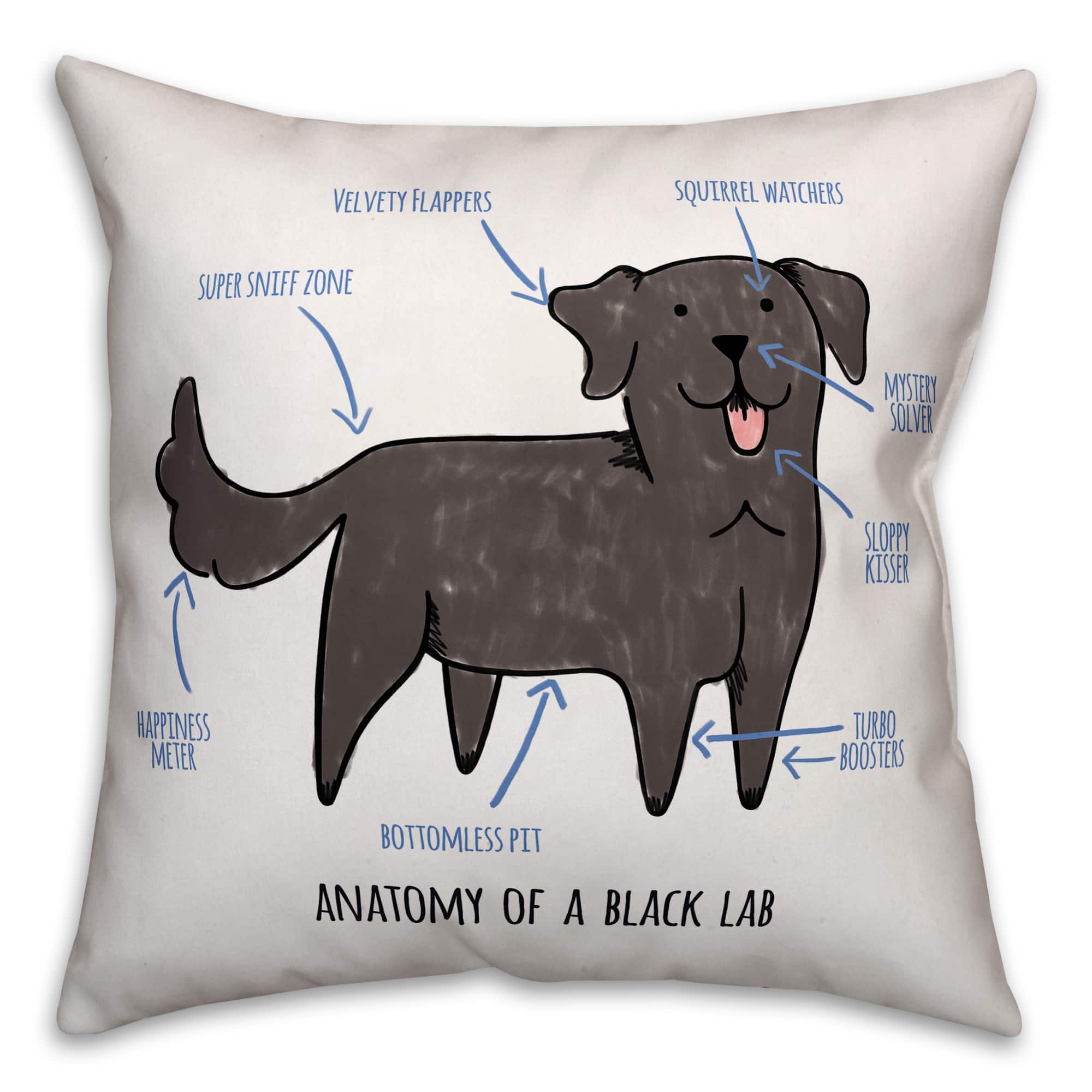 Black Lab Anatomy Throw Pillow