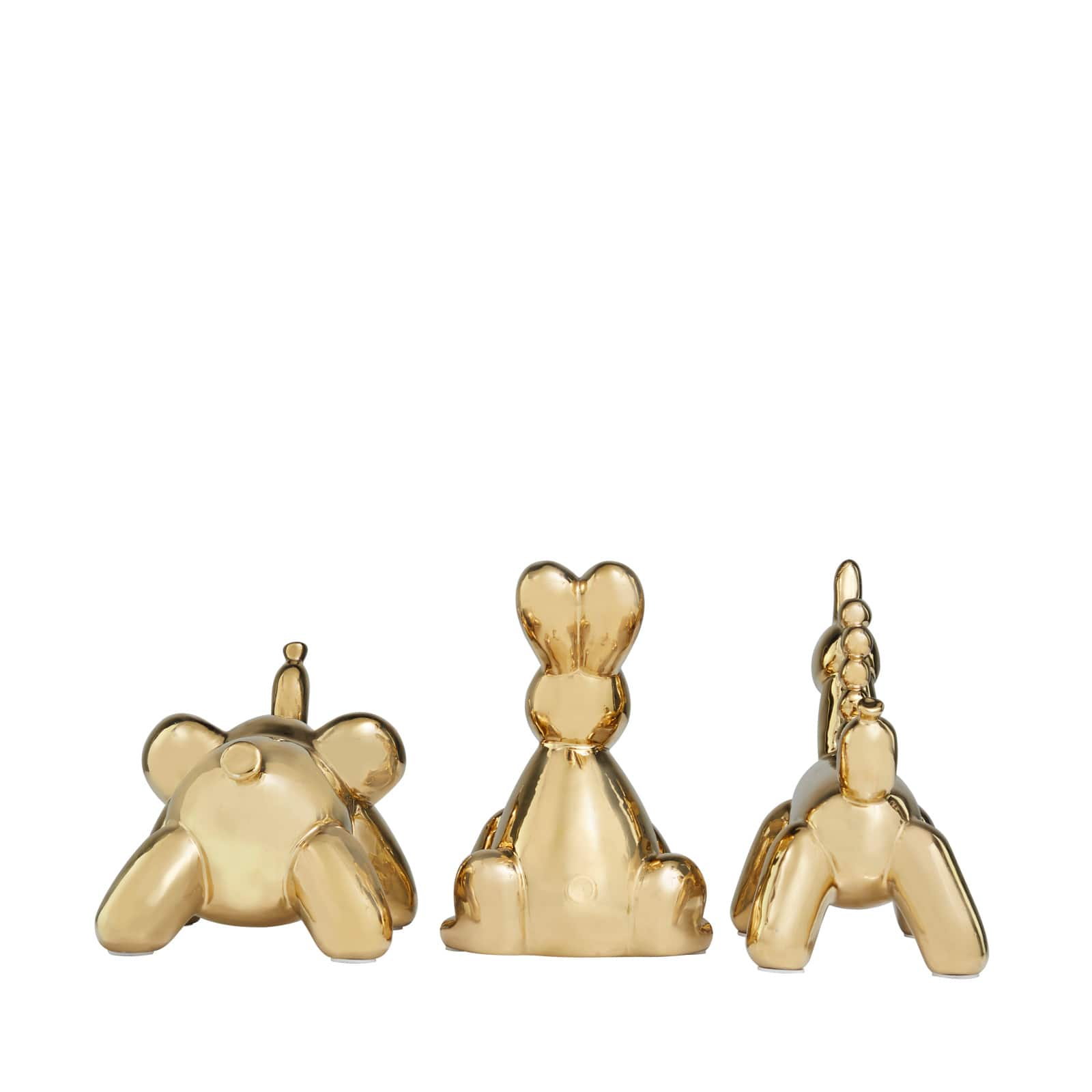 Golden Balloon Animals Ceramic Tabletop Sculpture Set