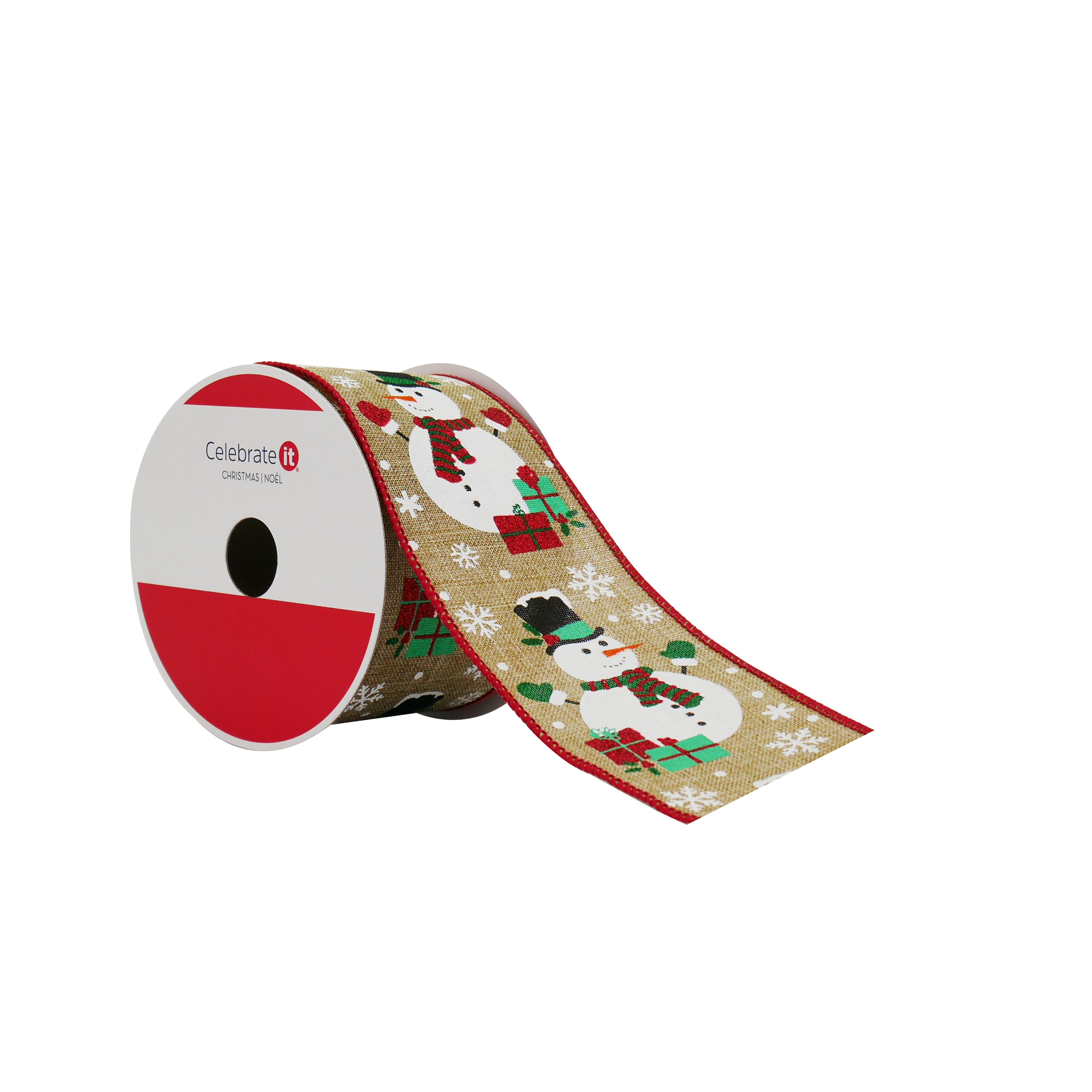 2.5&#x22; x 20ft. Snowman Wired Faux Linen Ribbon by Celebrate It&#xAE;