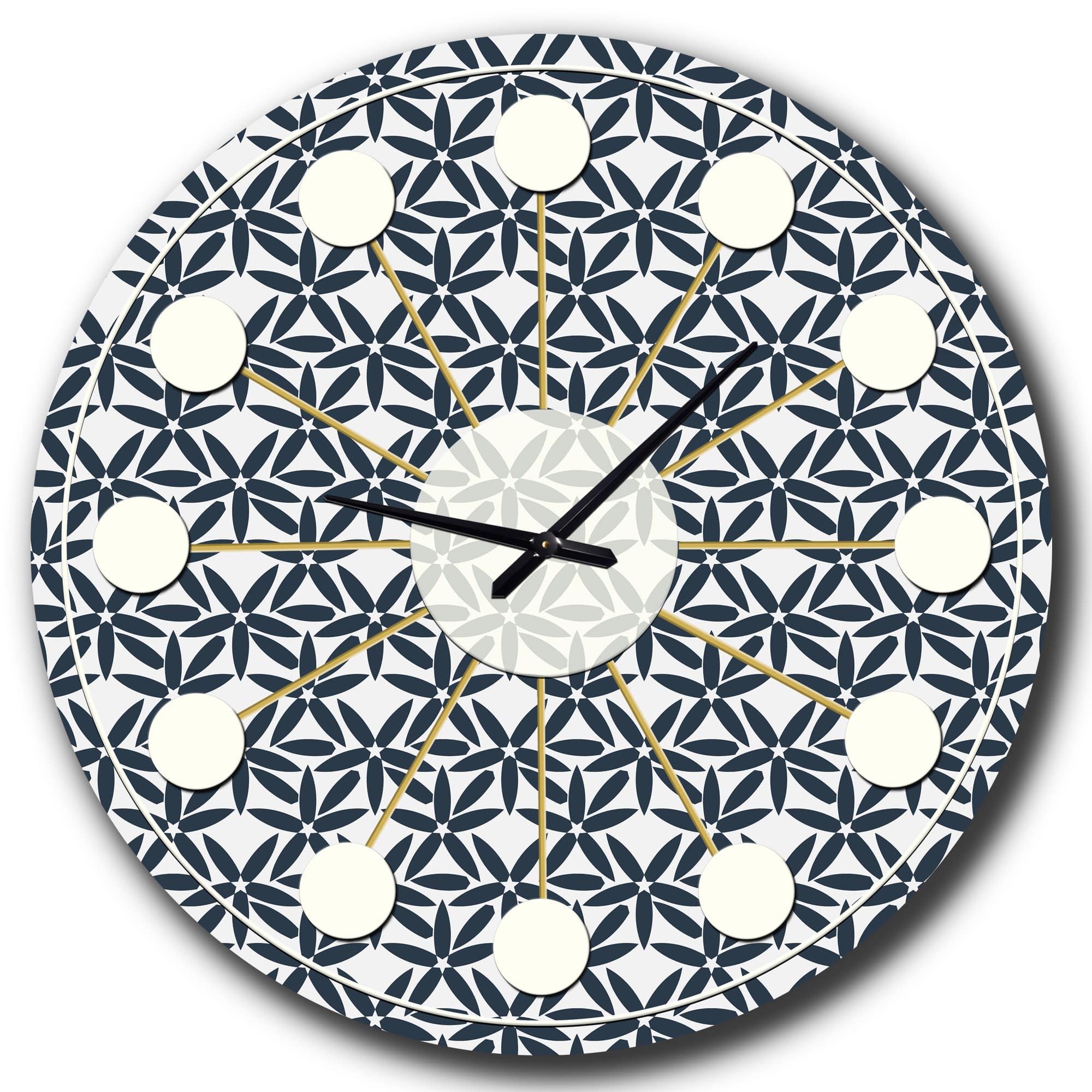 Designart &#x27;Retro Abstract Flower Design Iv Mid-Century Modern Wall Clock