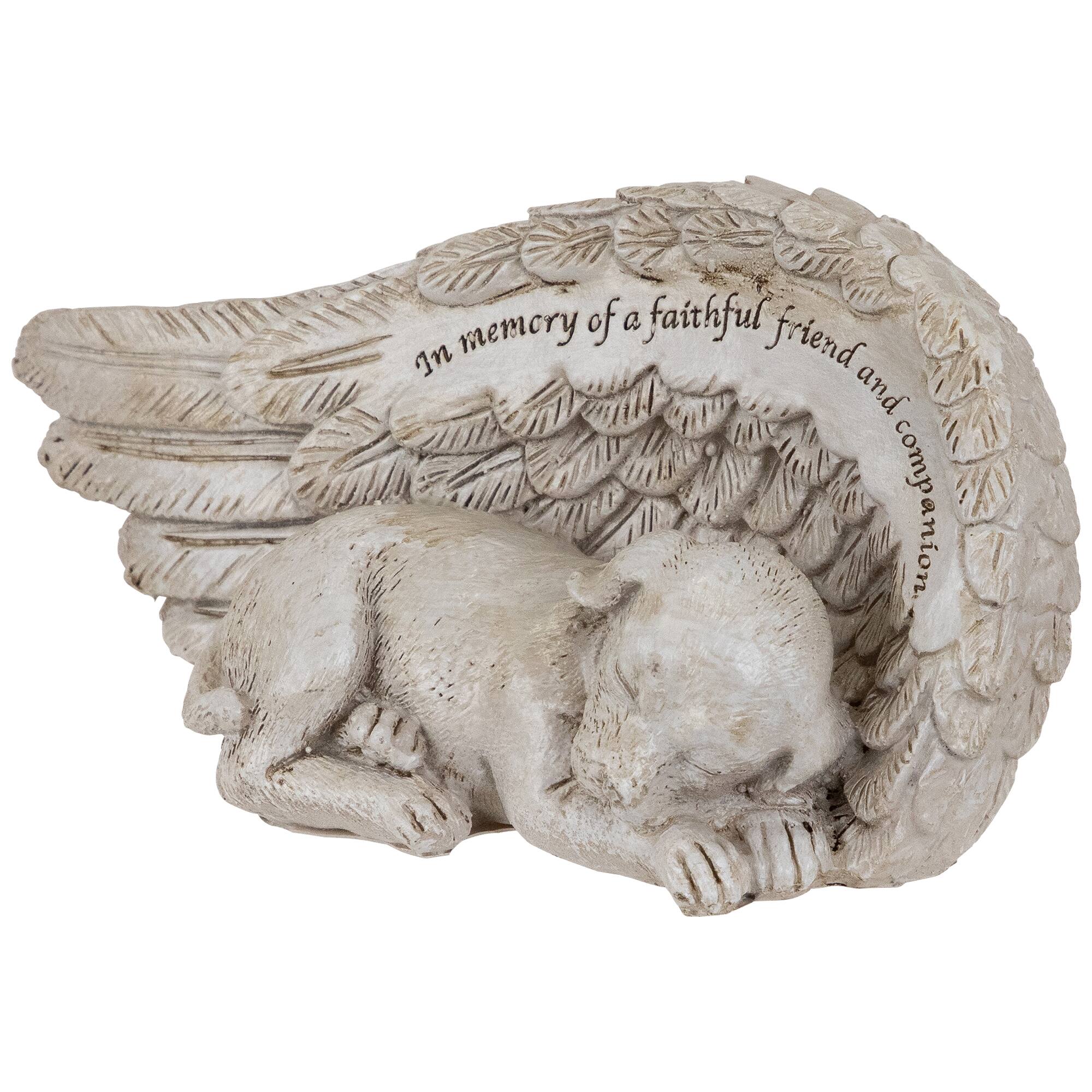 7" Sleeping Angel Dog Memorial Outdoor Garden Statue