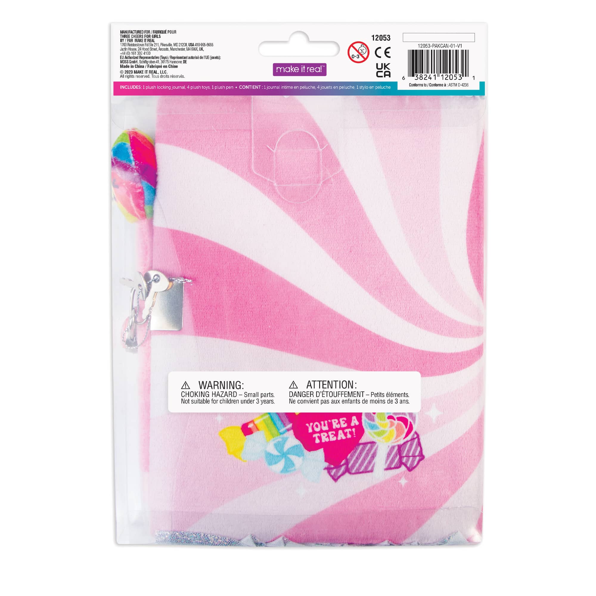 Make It Real&#x2122; 3C4G Candy Plush Pocket Locking Journal Set