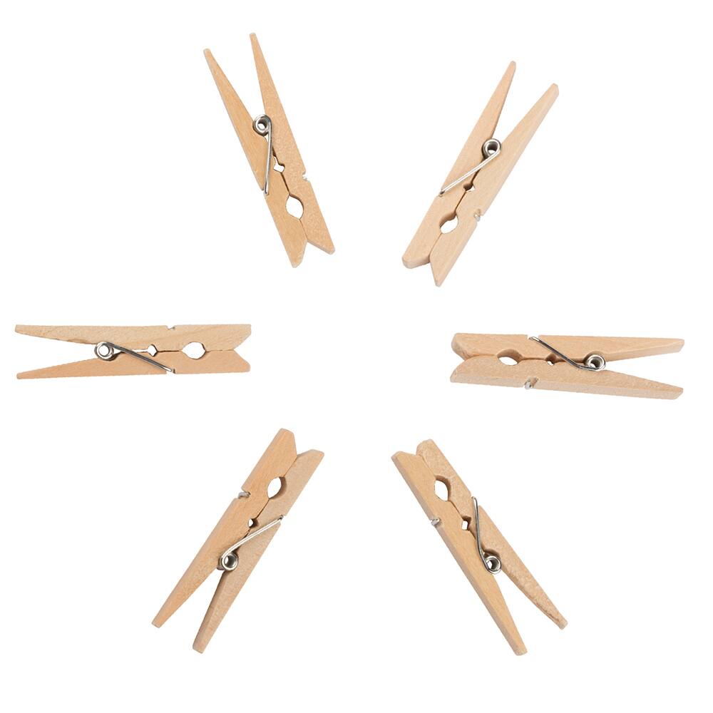 JAM Paper 2&#x22; Natural Wood Clip Clothespins, 24ct.