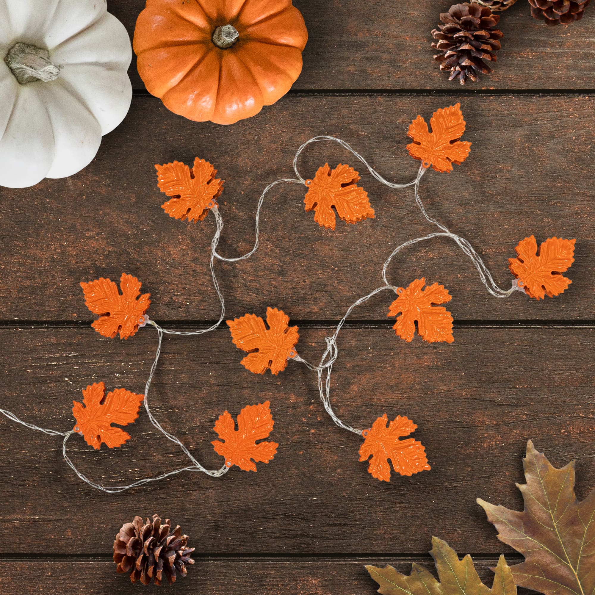 5.5ft. Orange 10ct. LED Fall Harvest Maple Leaf Fairy Lights