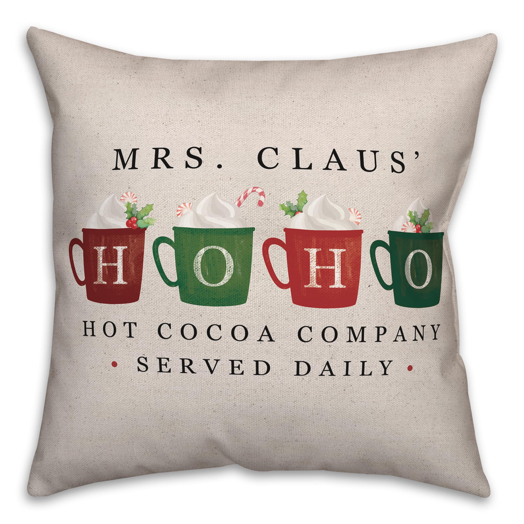 Mrs Claus Hoho Cocoa 18x18 Throw Pillow