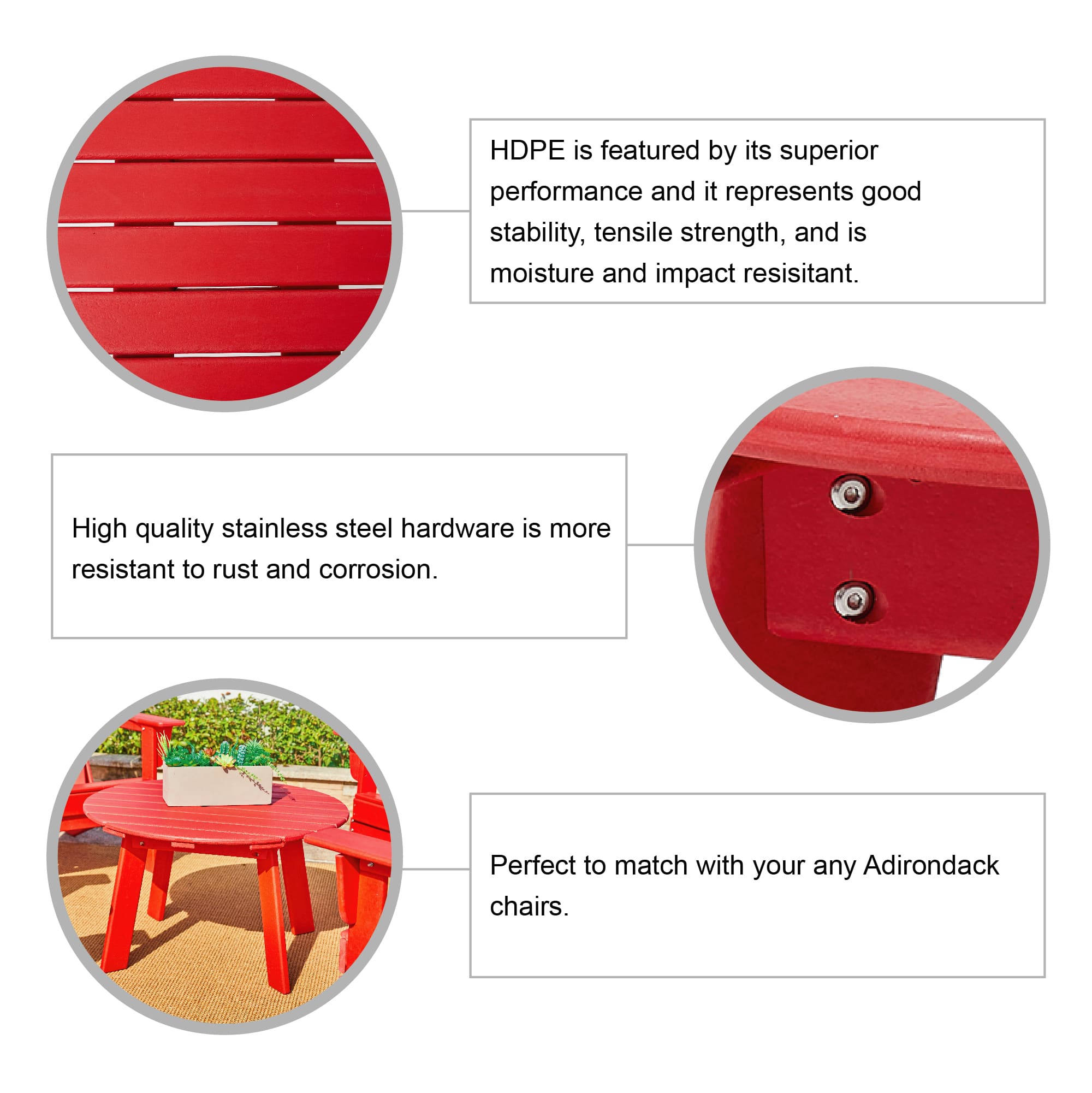 Glitzhome&#xAE; 32&#x22; Red Round Outdoor Coffee Table