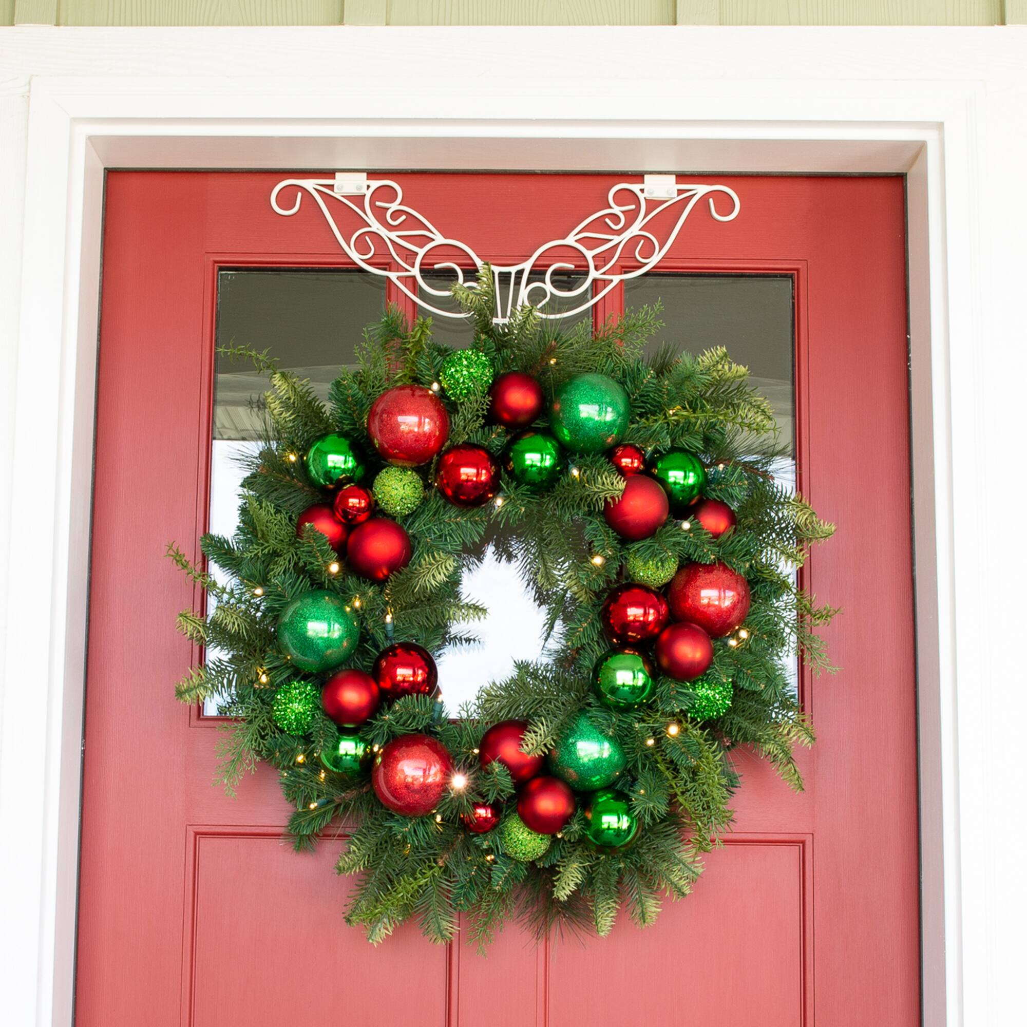 Village Lighting 30&#x22; Pre-Lit Christmas Cheer Wreath, Clear LED Lights