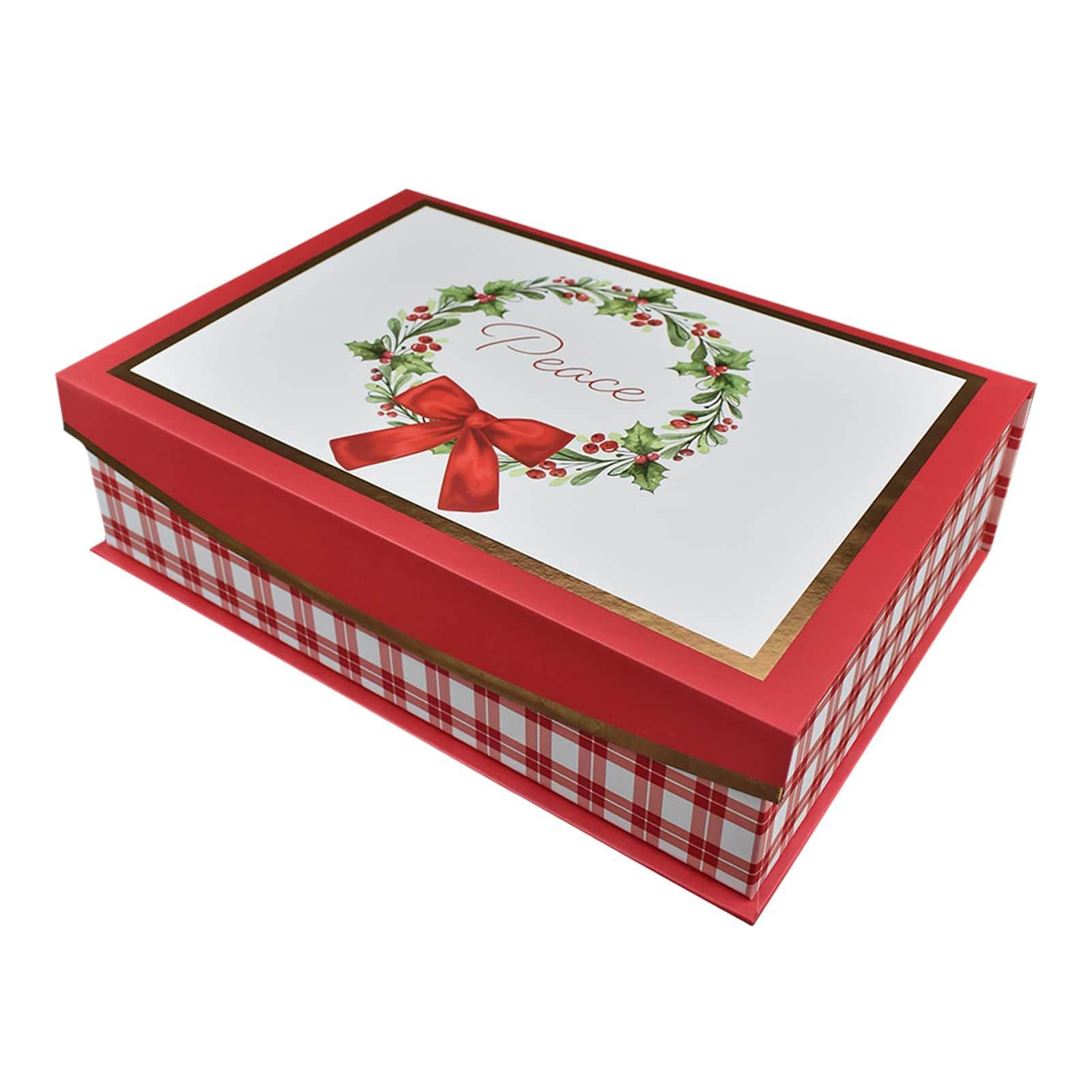 13&#x22; Red &#x26; White Christmas Wreath Decorative Box by Ashland&#xAE;