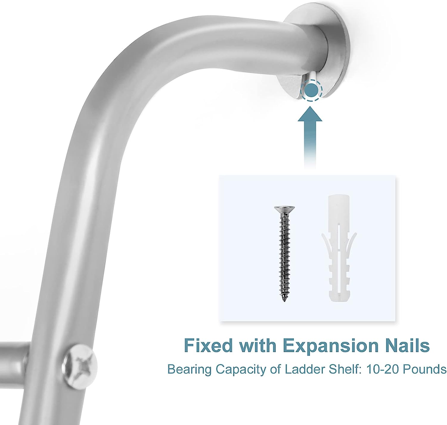 NEX™ 5ft. 5-Tier Silver Wall-Mounted Metal Towel Ladder