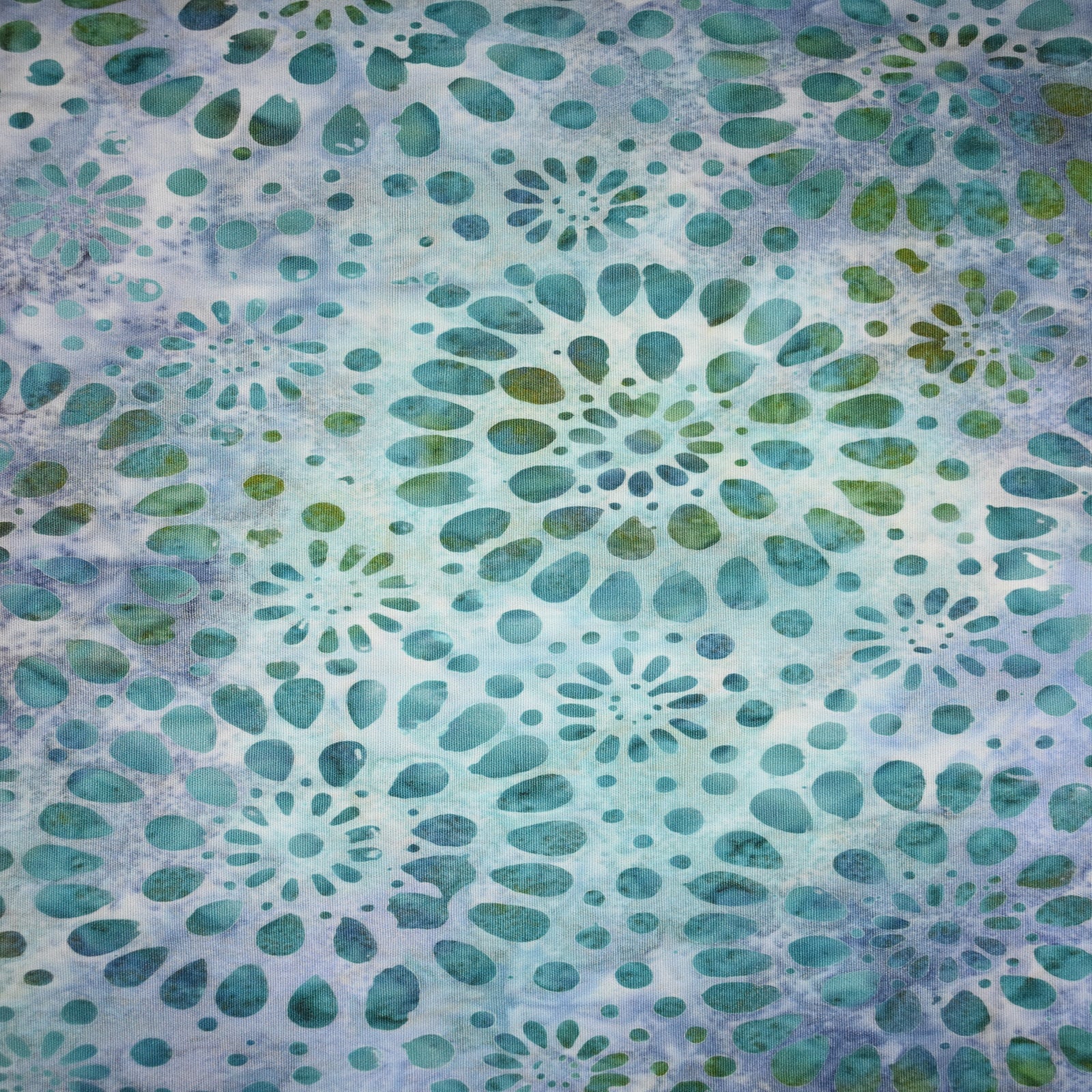 Feldman Batik Turquoise Plum Stamp Starburst Cotton Fabric