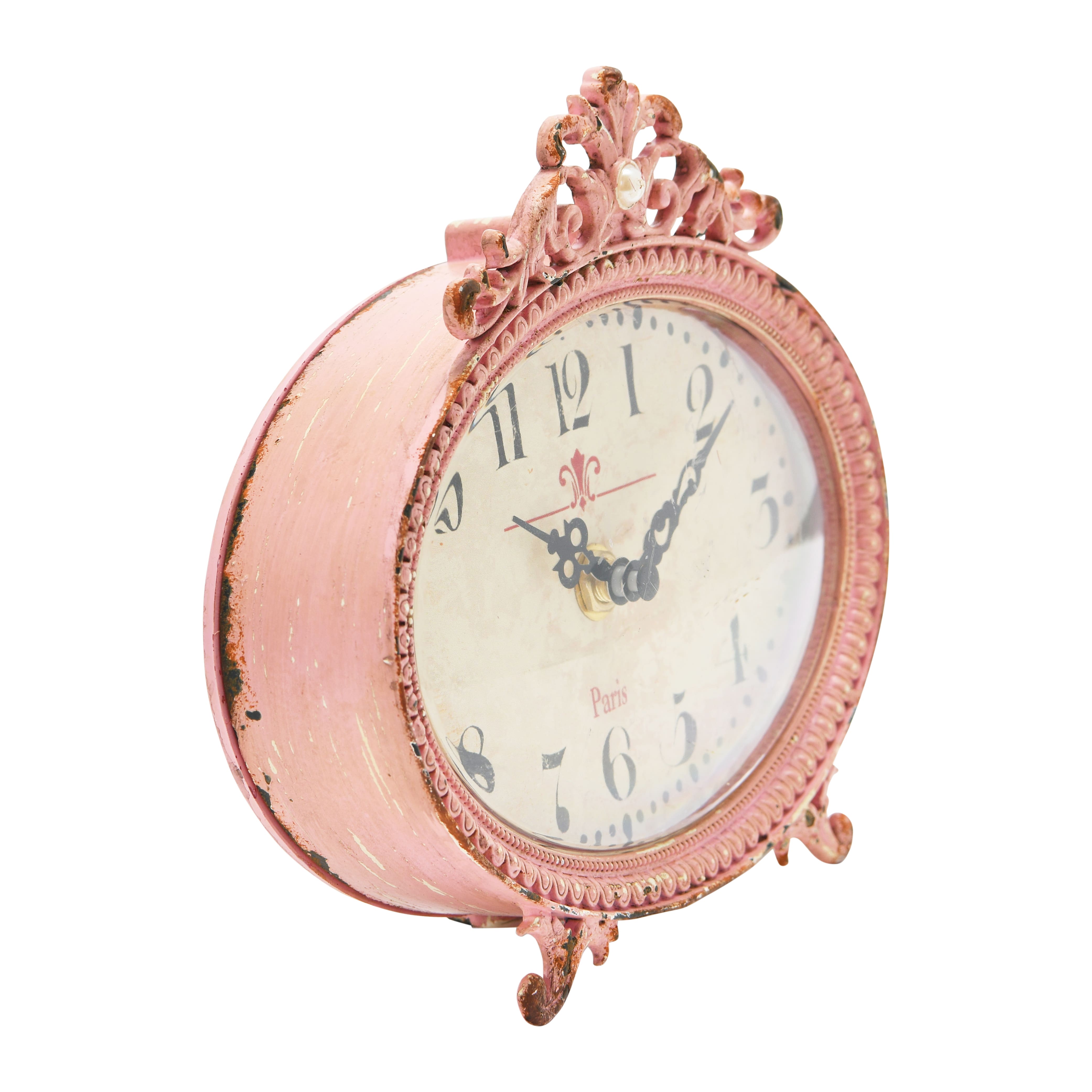 Hello Honey&#xAE; 6.5&#x22; Distressed Pewter Mantel Clock