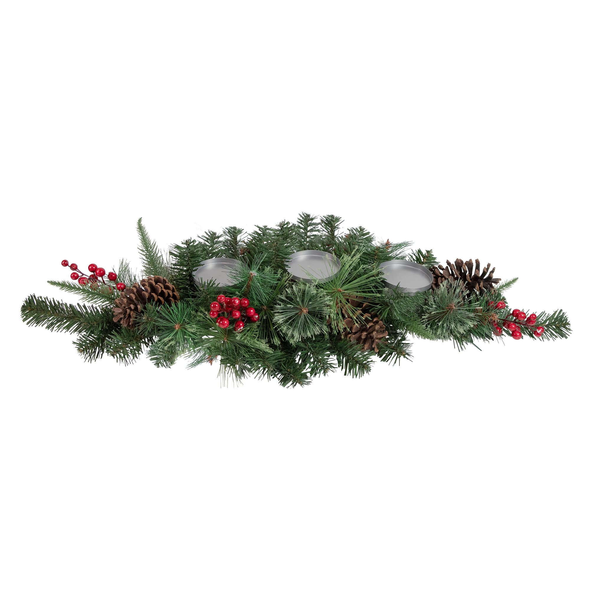 32&#x22; Decorated Artificial Pine Christmas Candle Holder Centerpiece
