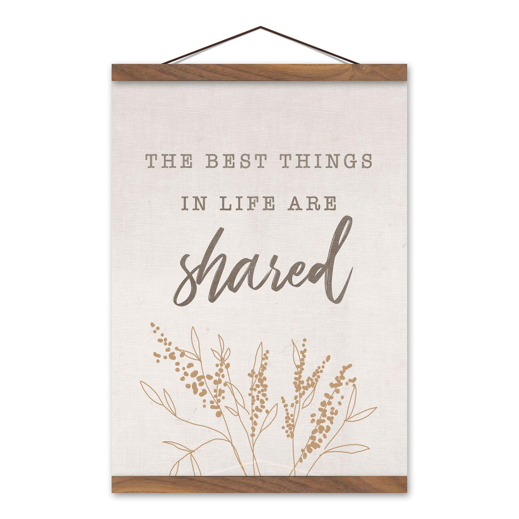 Best Things Are Shared 12" x 16" Teak Hanging Canvas