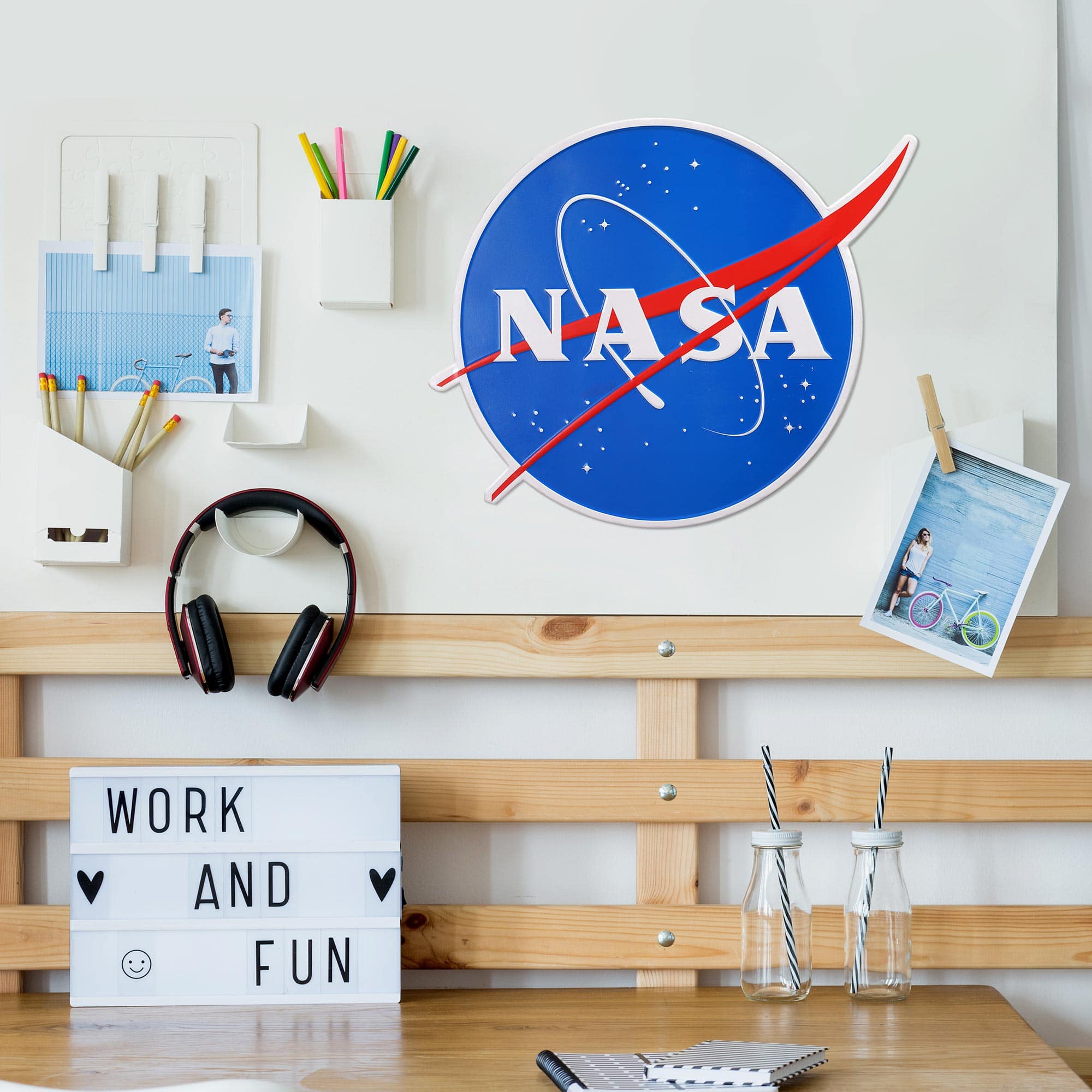 NASA Space Logo Embossed Shaped Metal Wall Sign