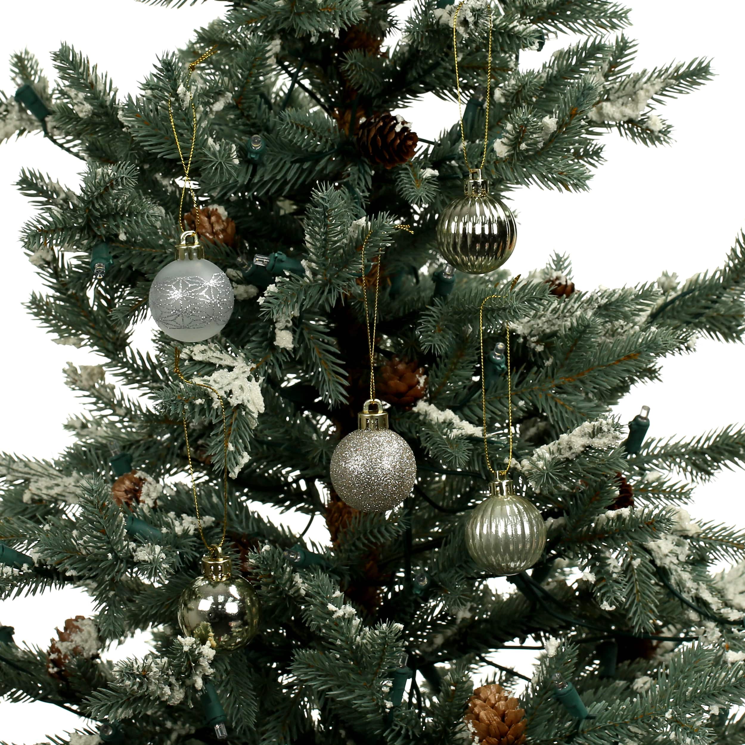 7 Pack 1.5" Silver & Gold Lattice Shatterproof Ball Ornaments by Ashland®