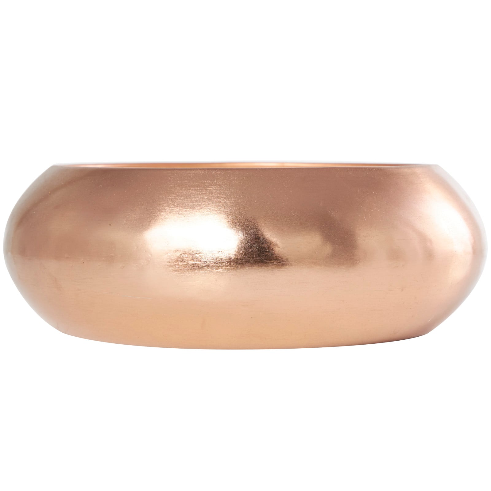 9&#x22; White 4-Wick Wax Tropical Breeze Scented Wide Dome Shaped Candle with Copper Container Bowl