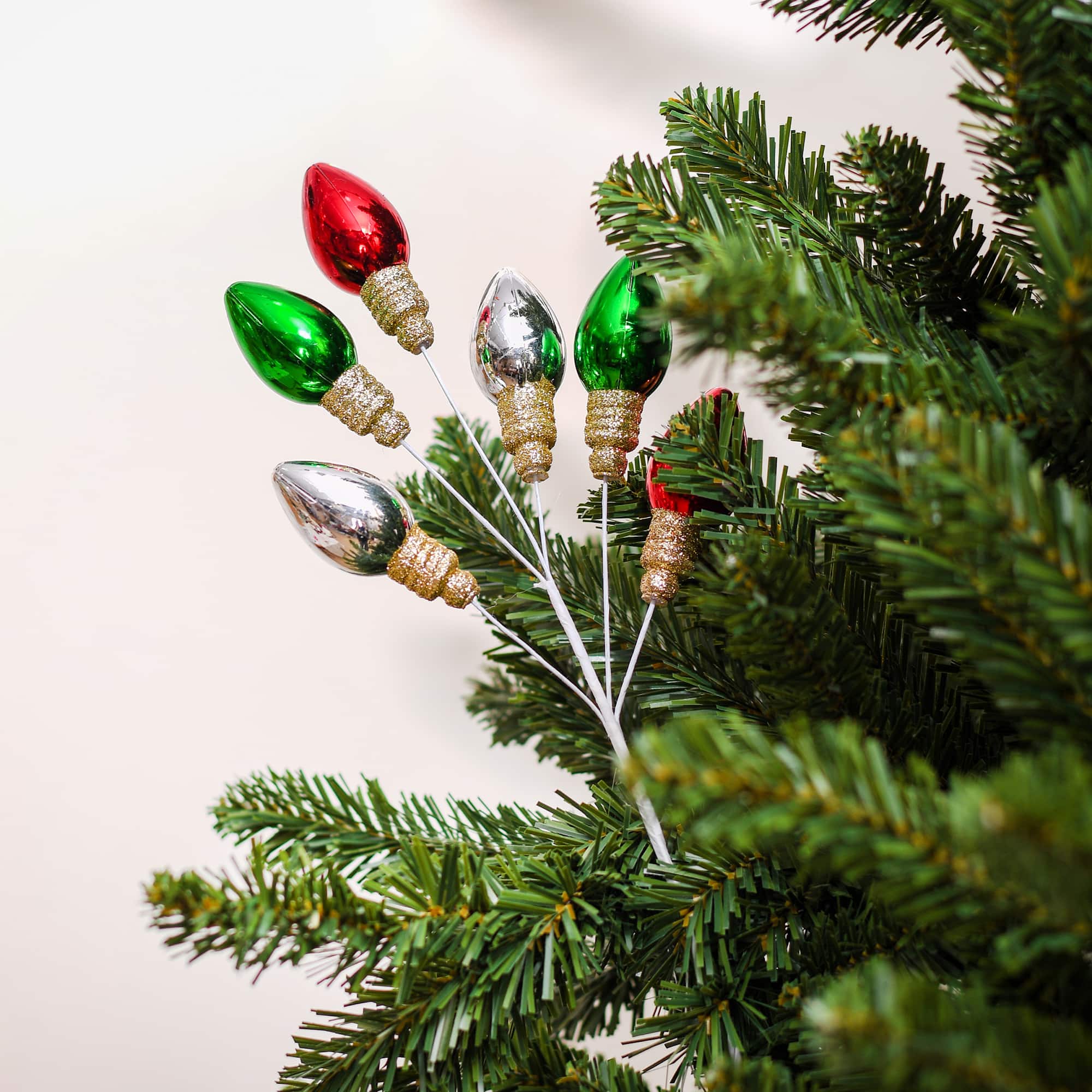 11.5&#x22; Red, Green &#x26; Silver Bulb Pick by Ashland&#xAE;