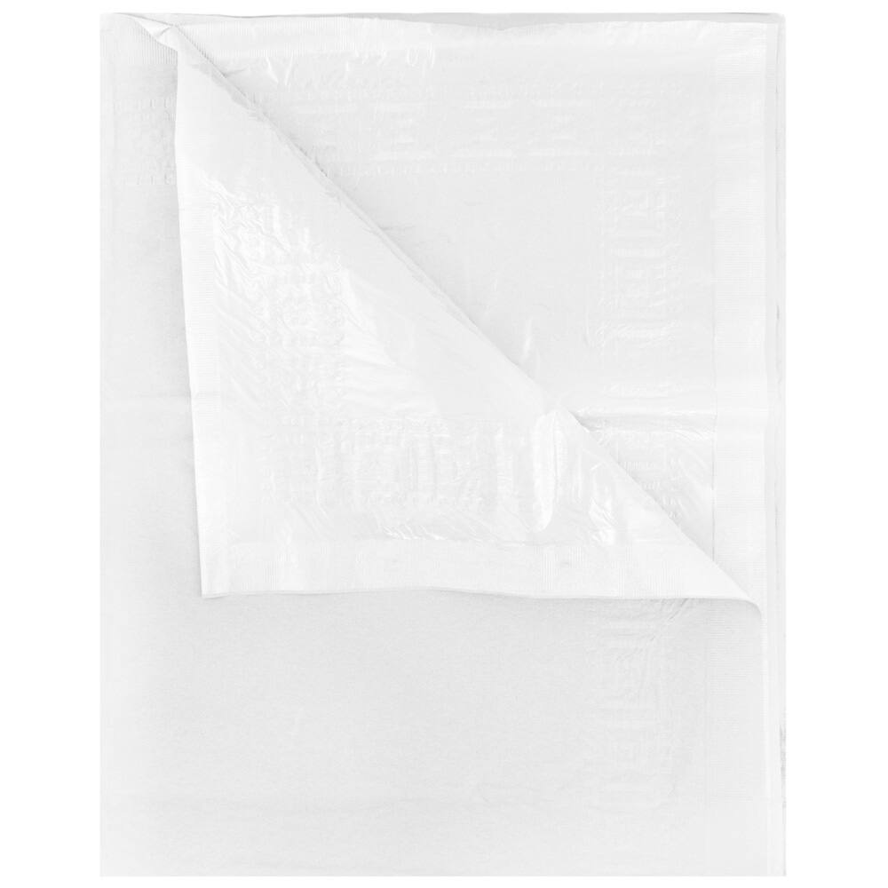 JAM Paper White Rectangular Plastic Lined Table Cover, 54" x 108"