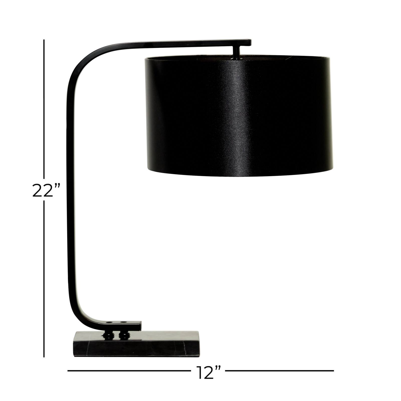 22" Black Metal Traditional Table Lamp