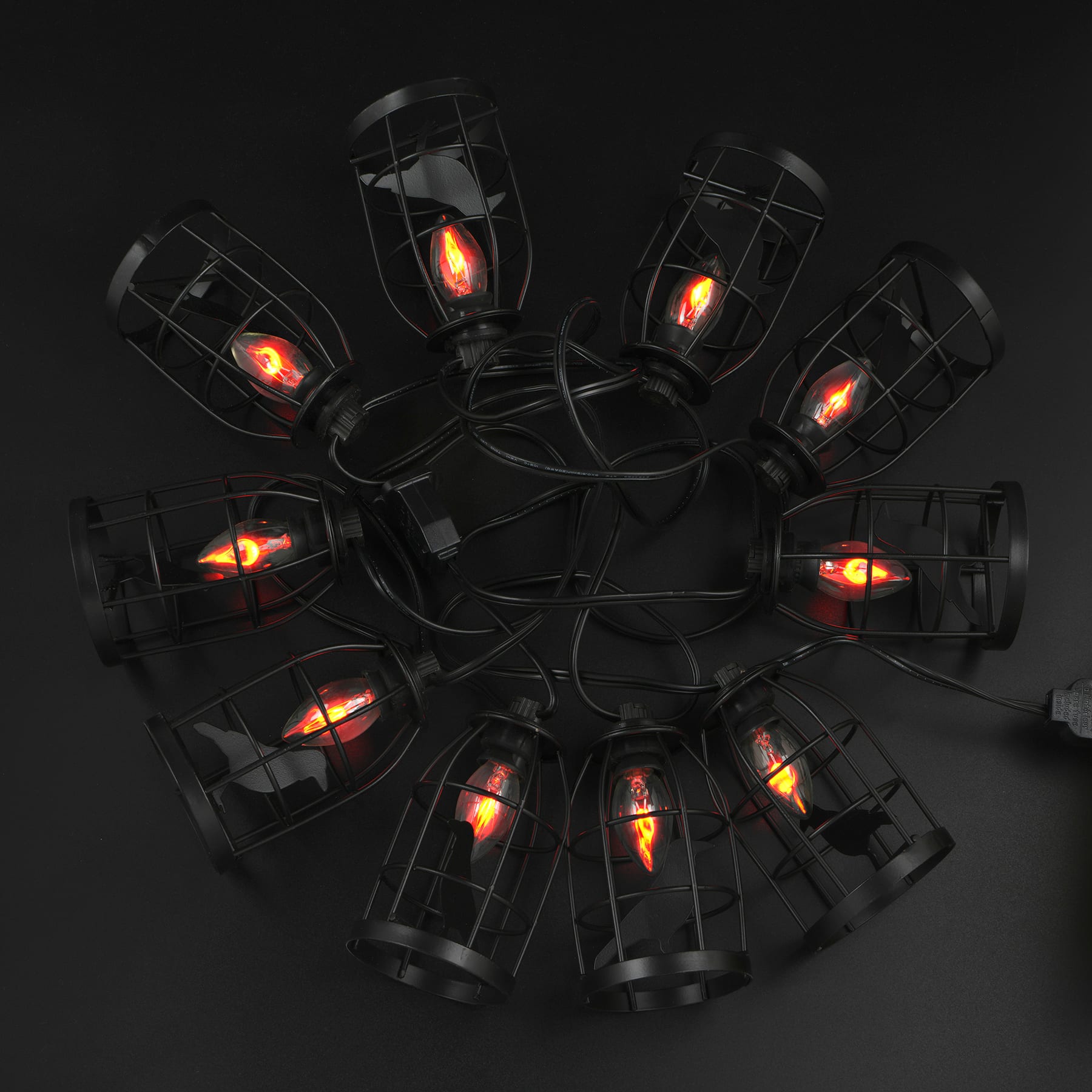 10ct. Orange Flickering Caged Raven String Lights by Ashland®