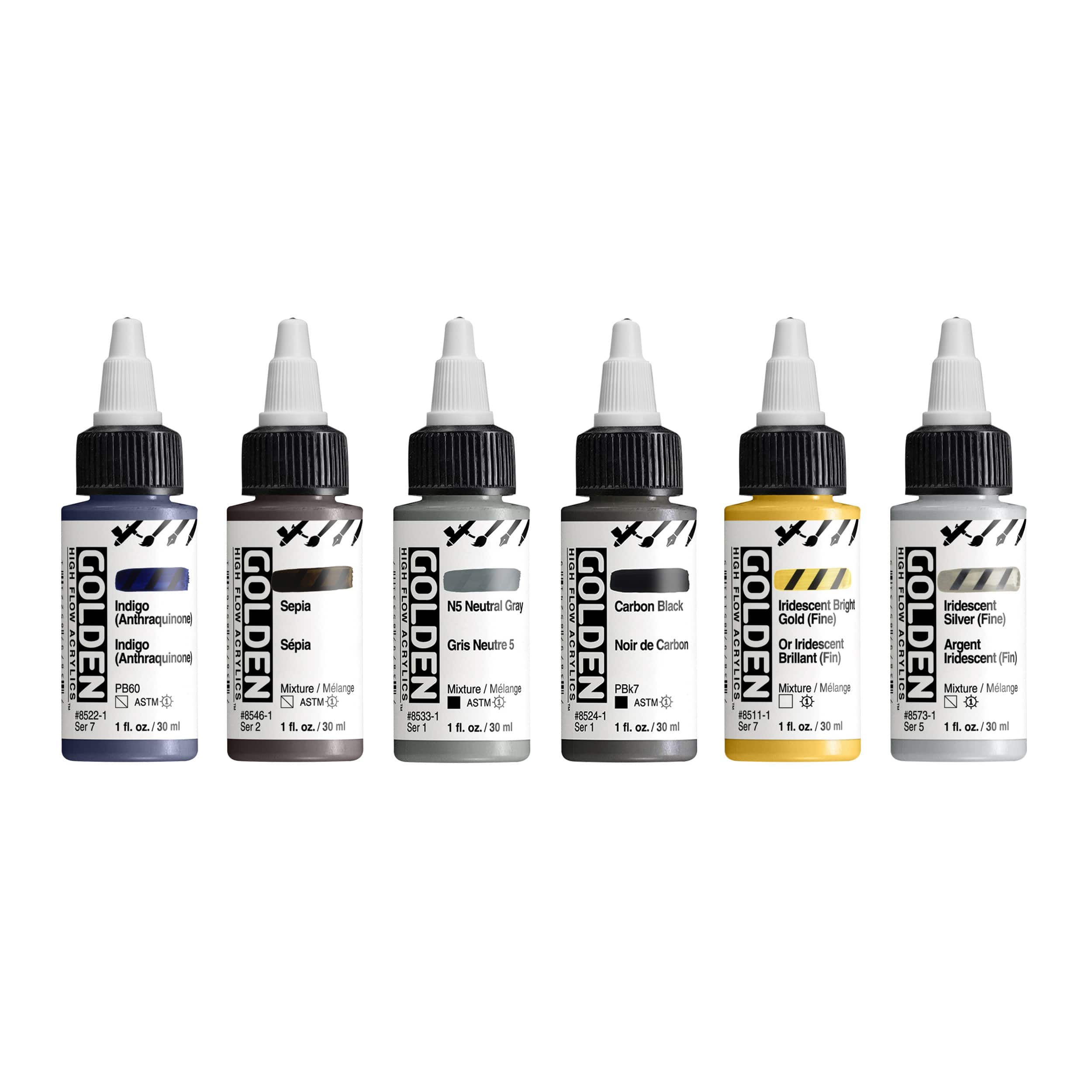 Golden&#xAE; High Flow Acrylic 6 Color Drawing &#x26; Lettering Paint Set